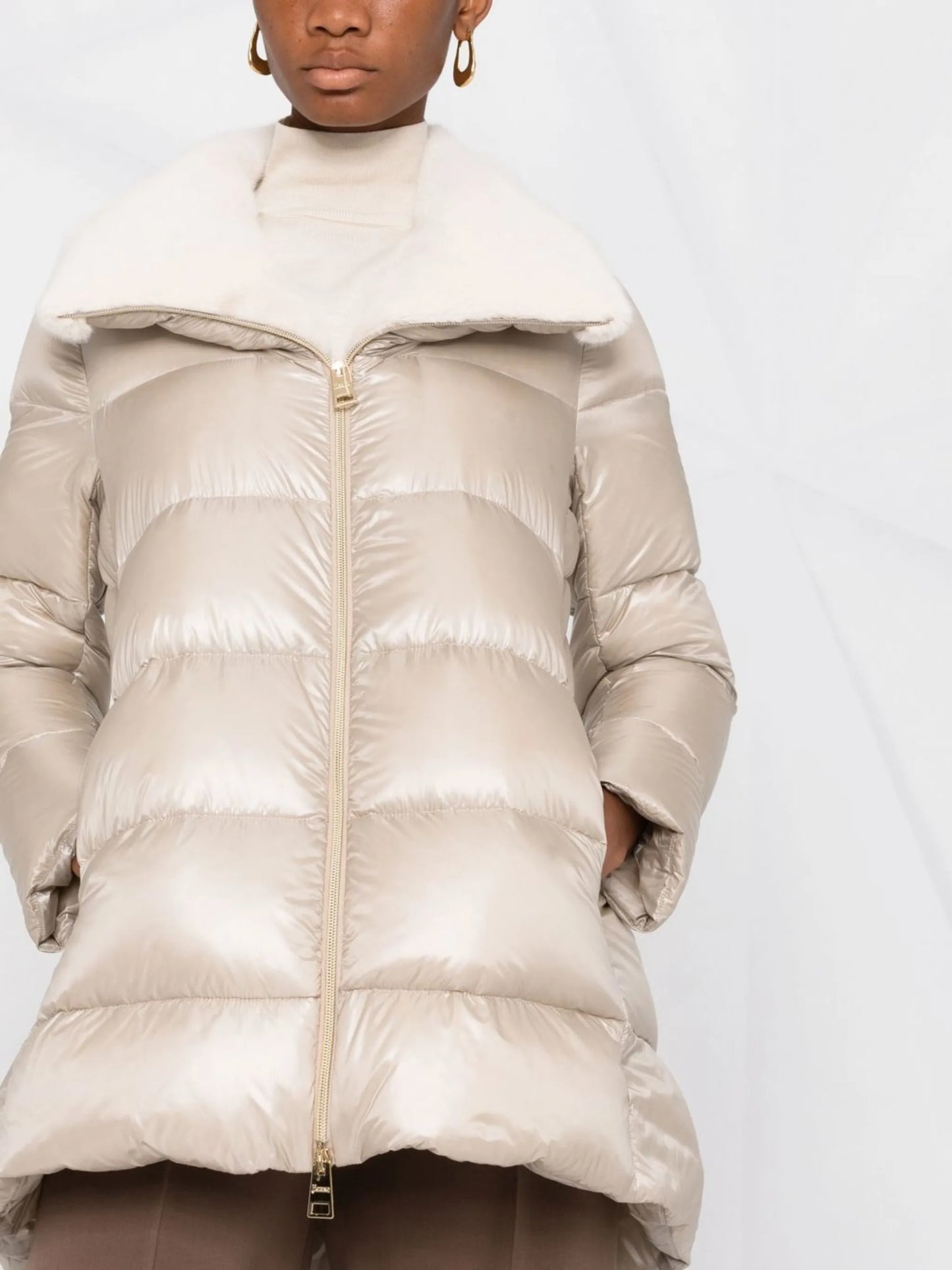 zip-up padded down jacket