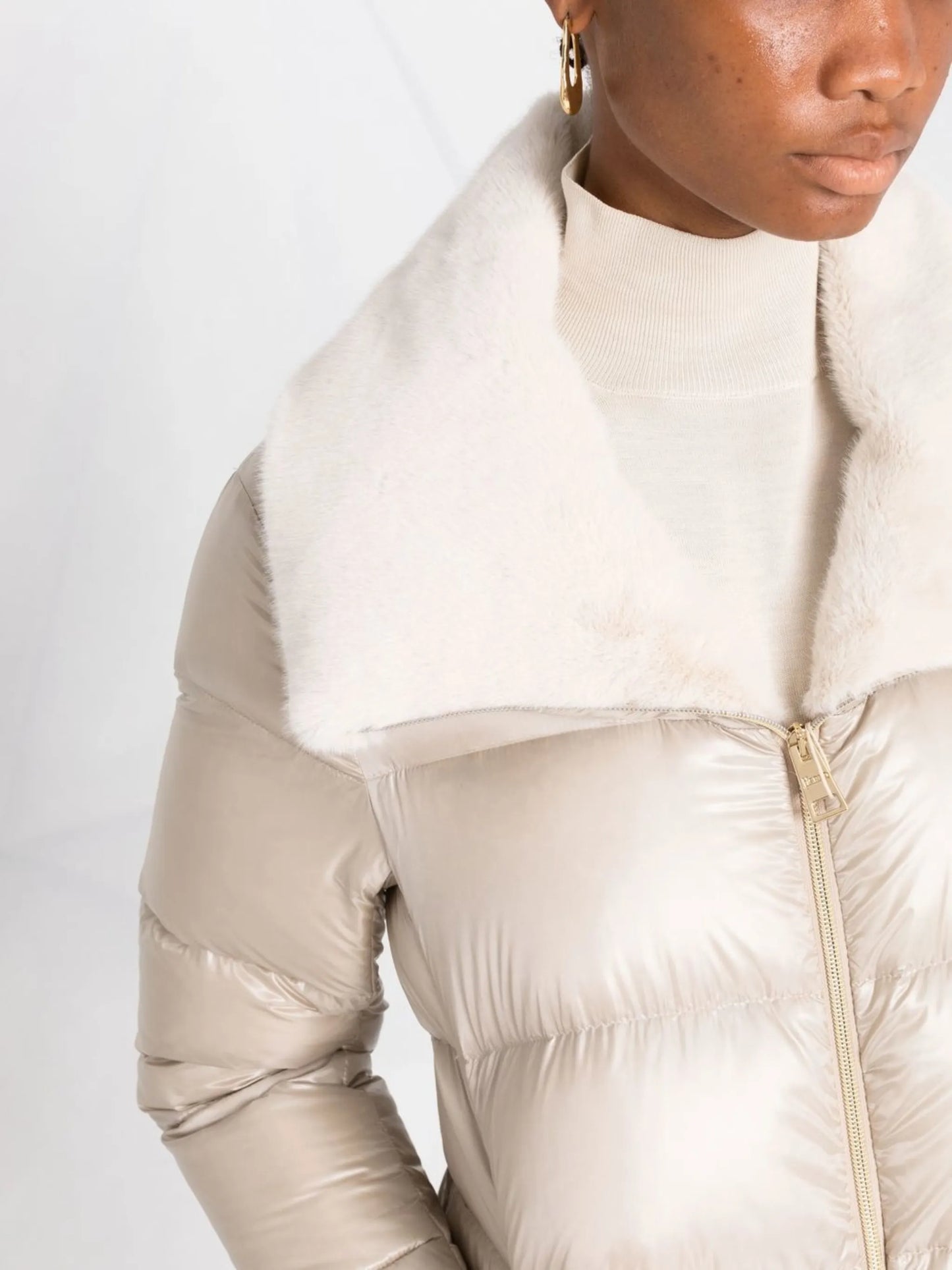 zip-up padded down jacket