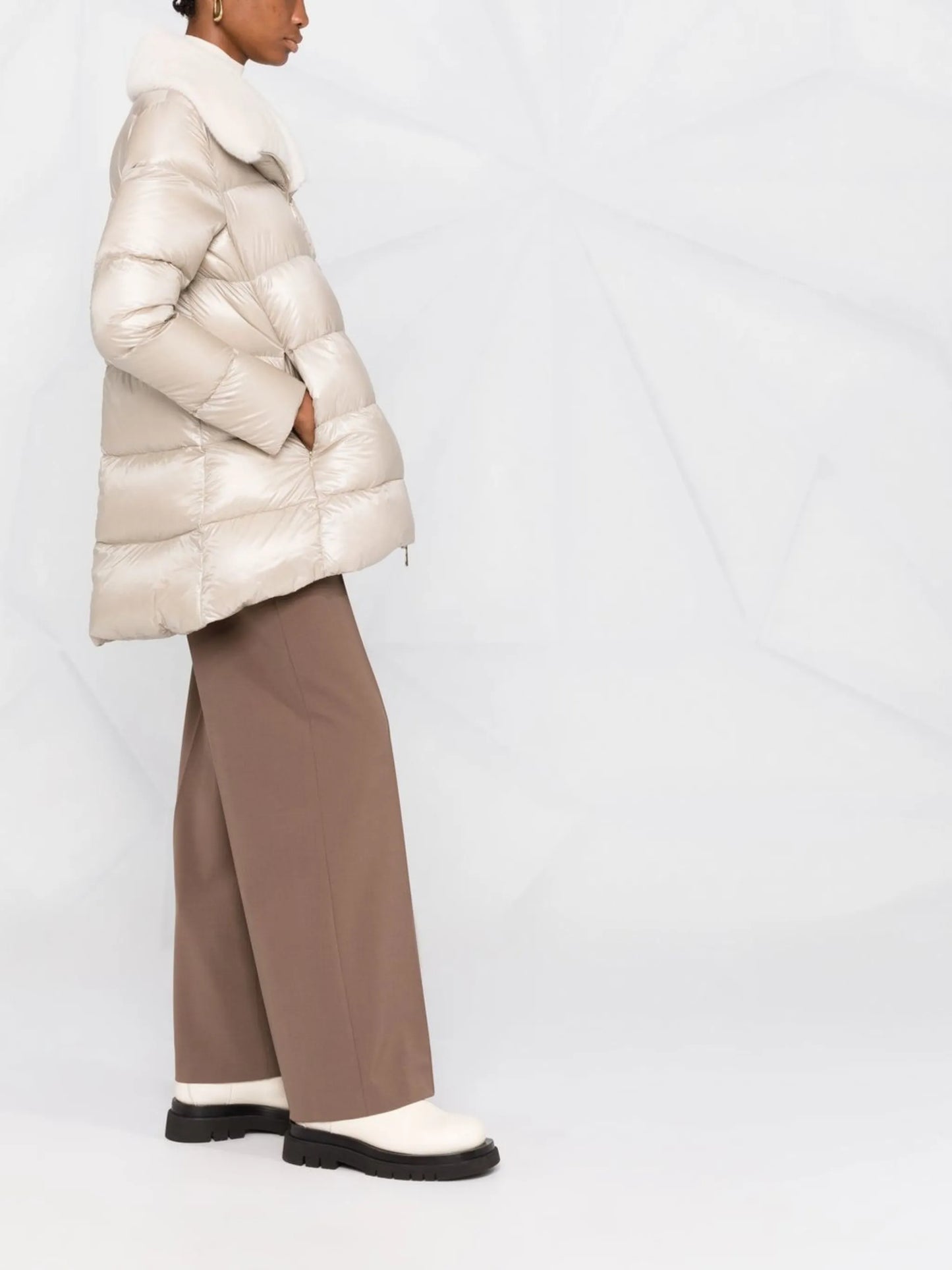 zip-up padded down jacket