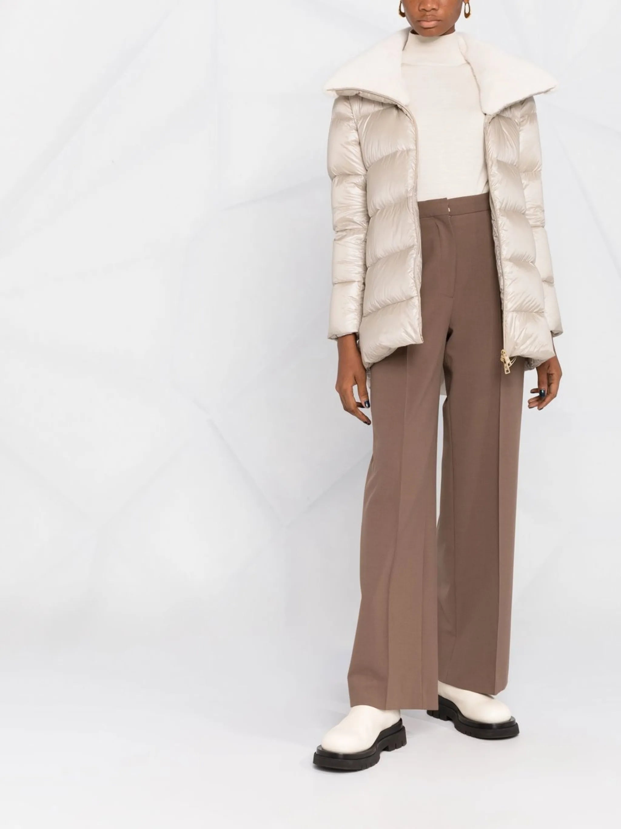 zip-up padded down jacket