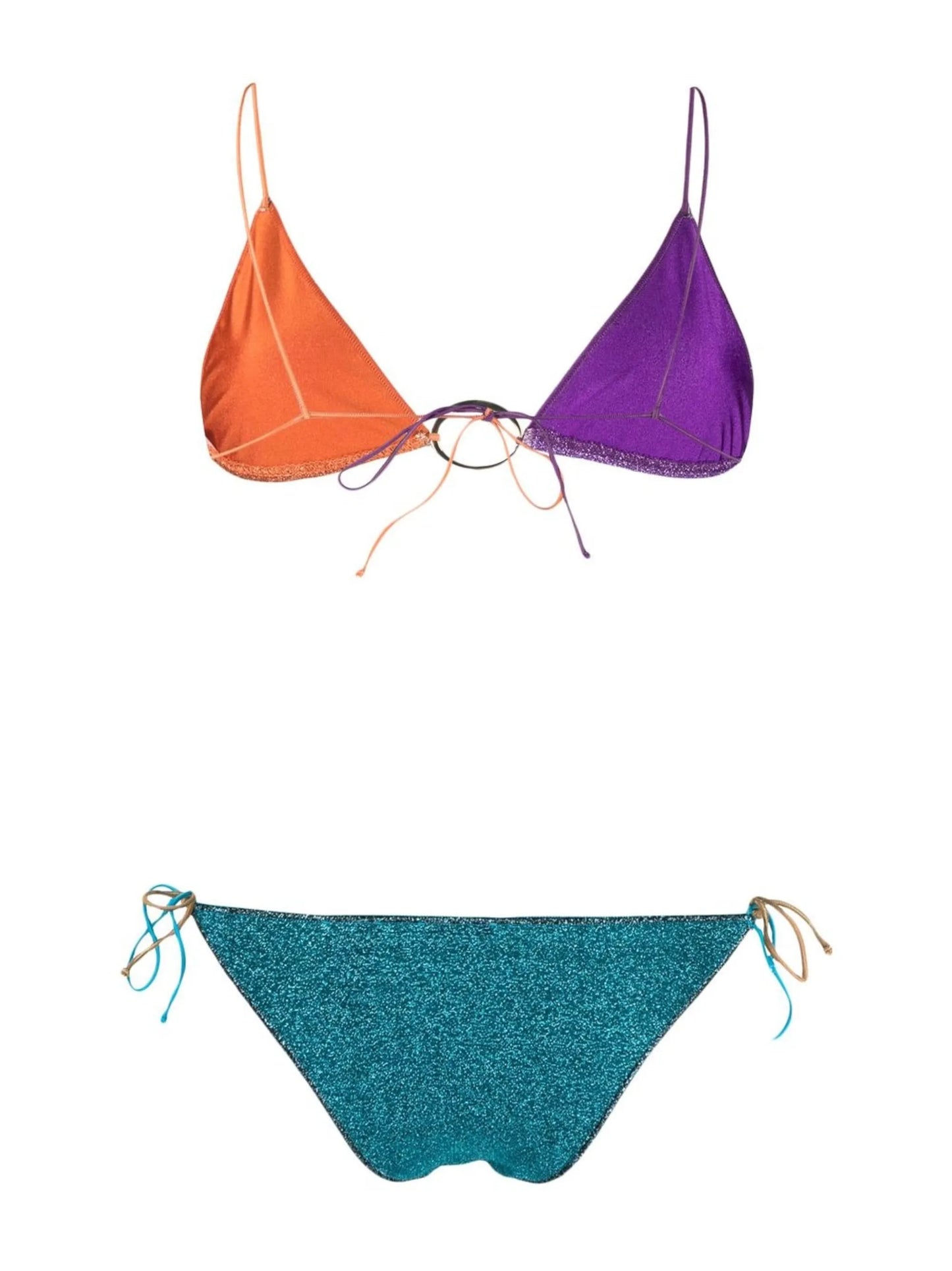 colour-block glittered bikini set