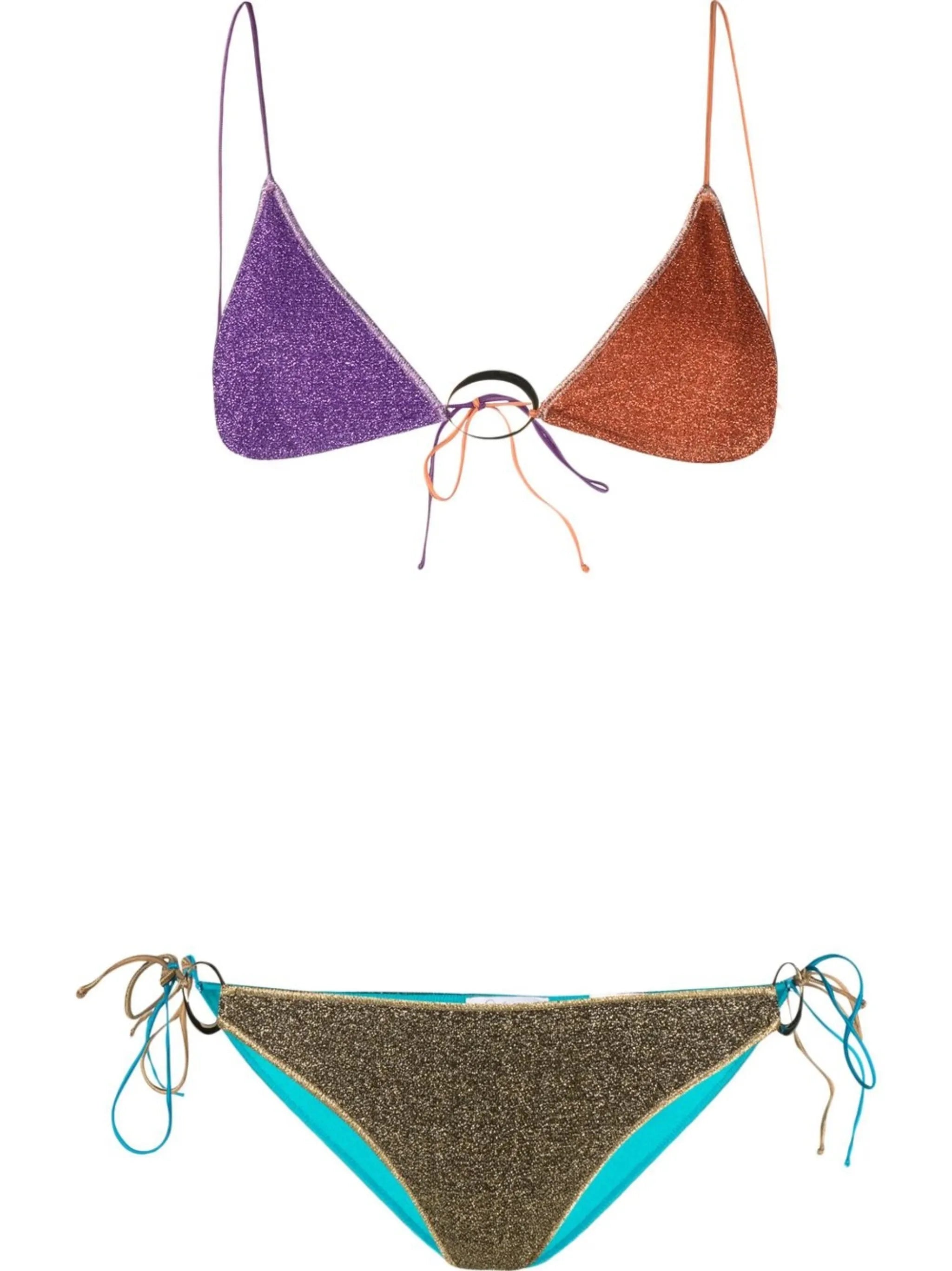 colour-block glittered bikini set