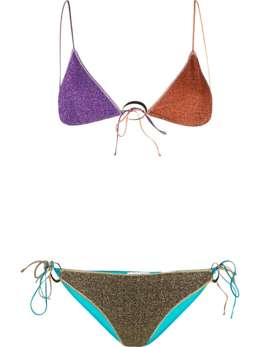 colour-block glittered bikini set