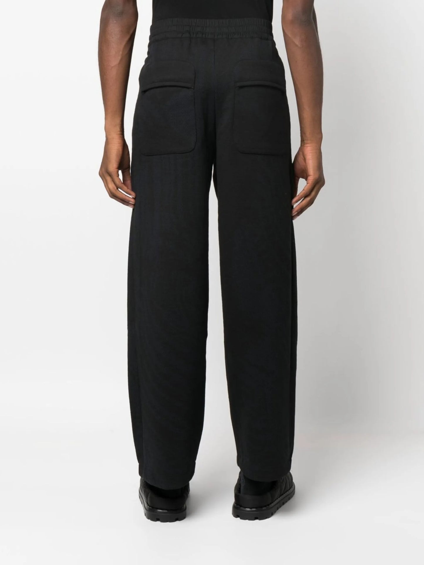 elasticated waist wide leg trousers