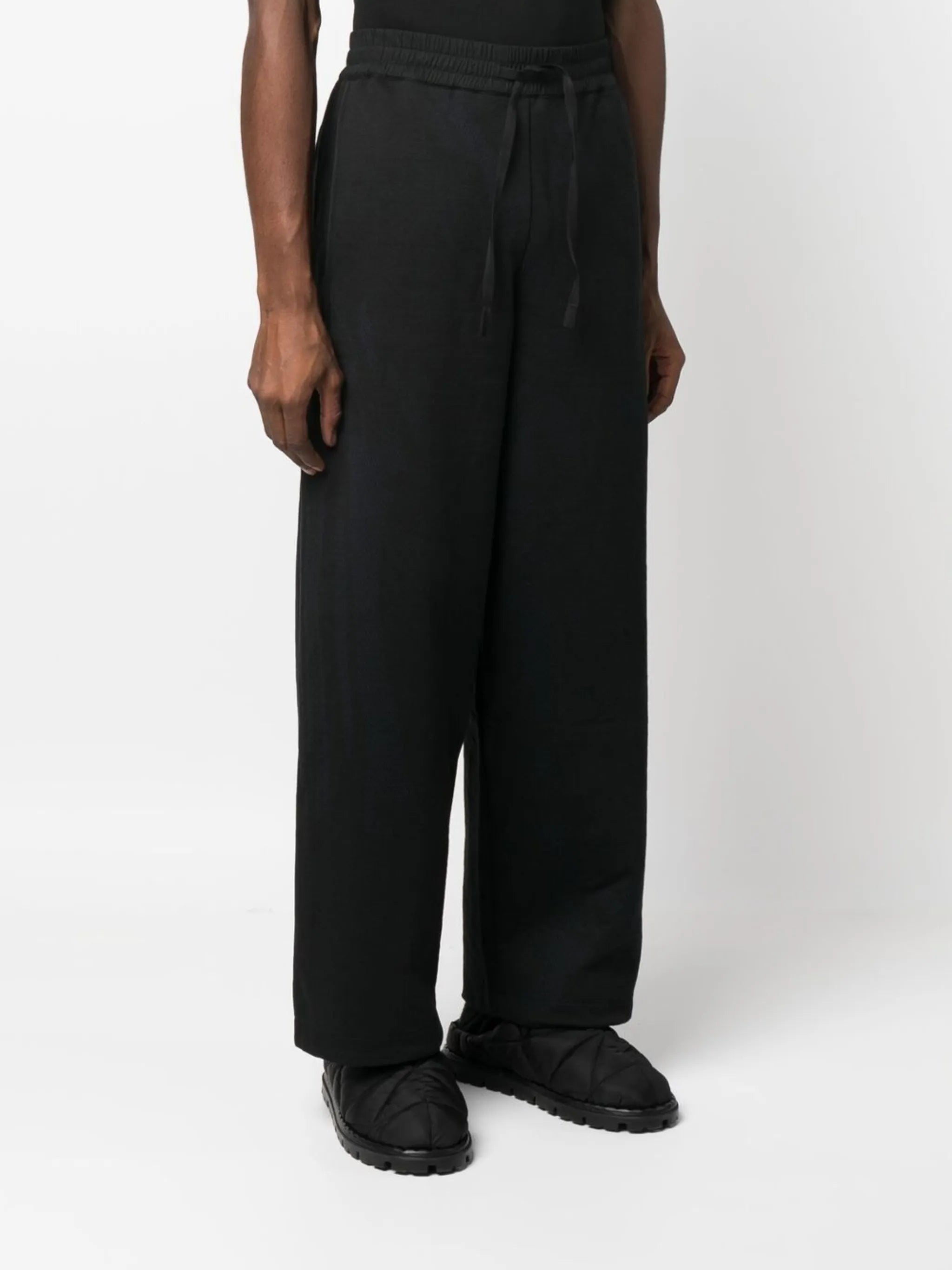 elasticated waist wide leg trousers