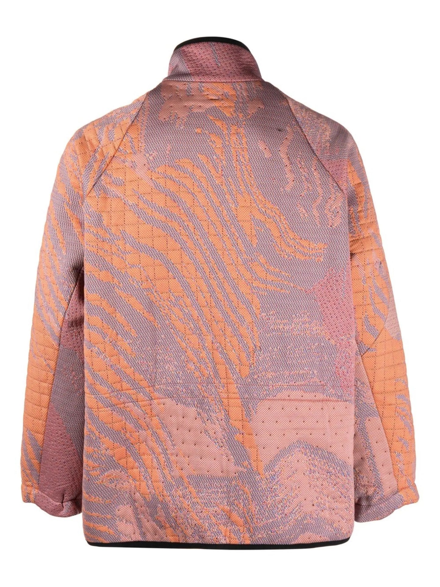 jacquard-pattern zip-up jacket