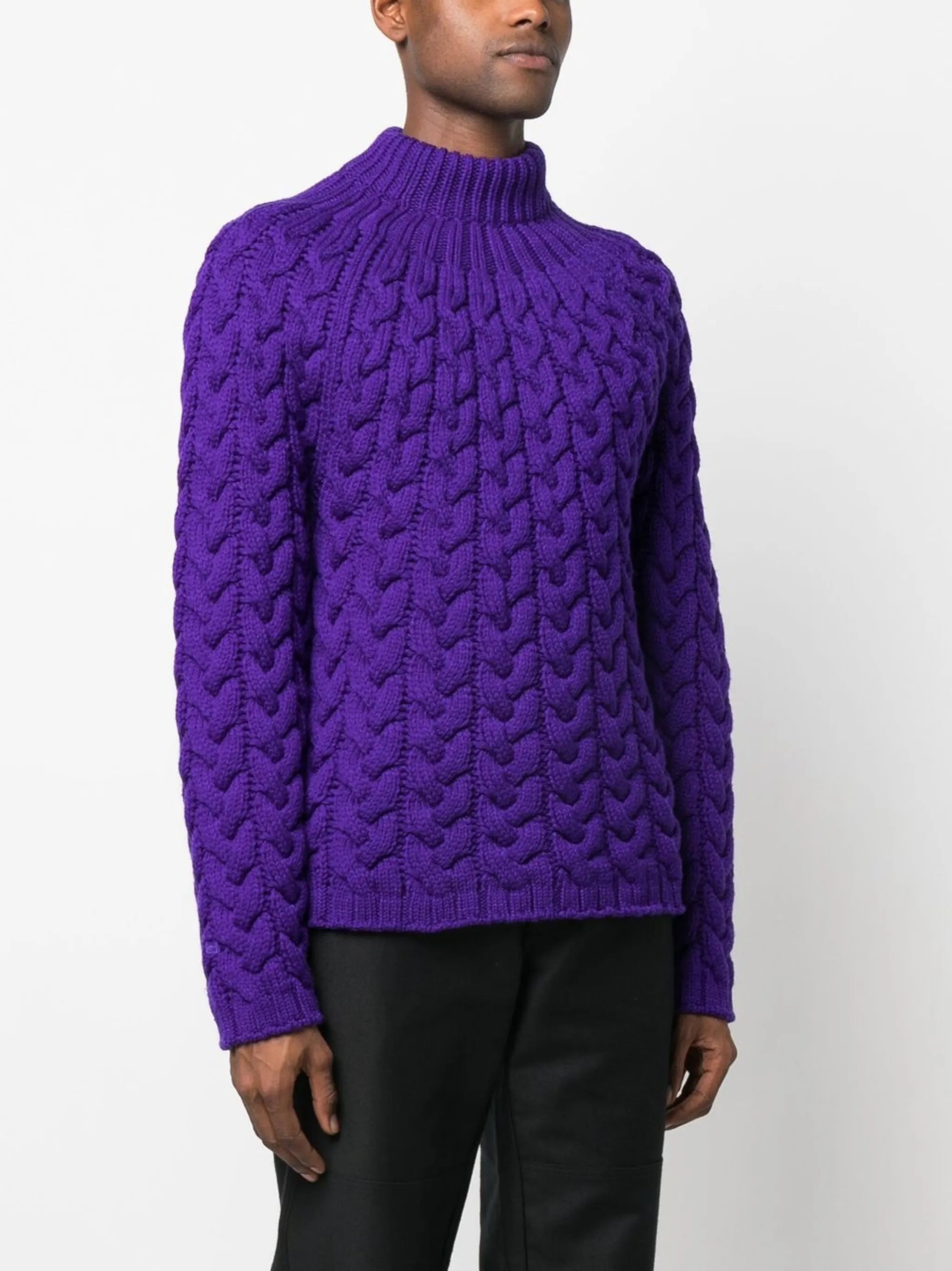 cable-knit wool jumper