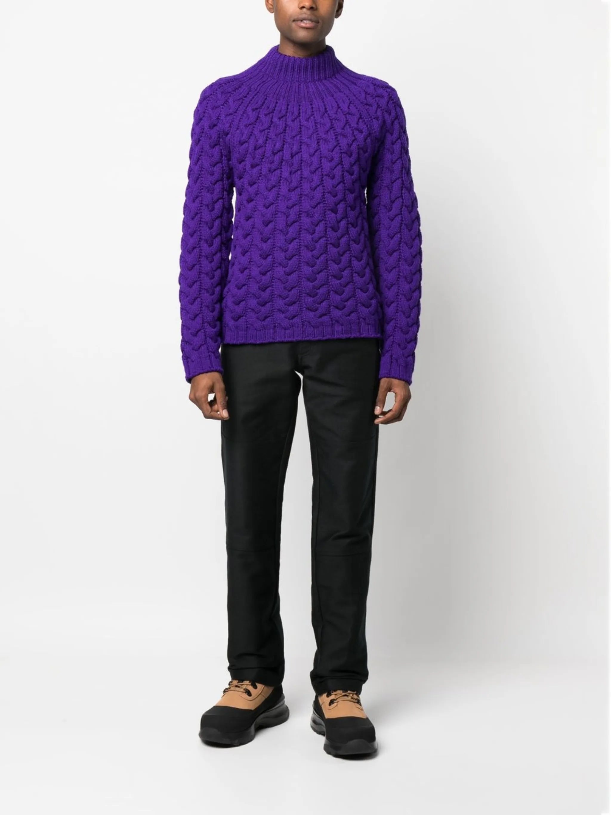 cable-knit wool jumper