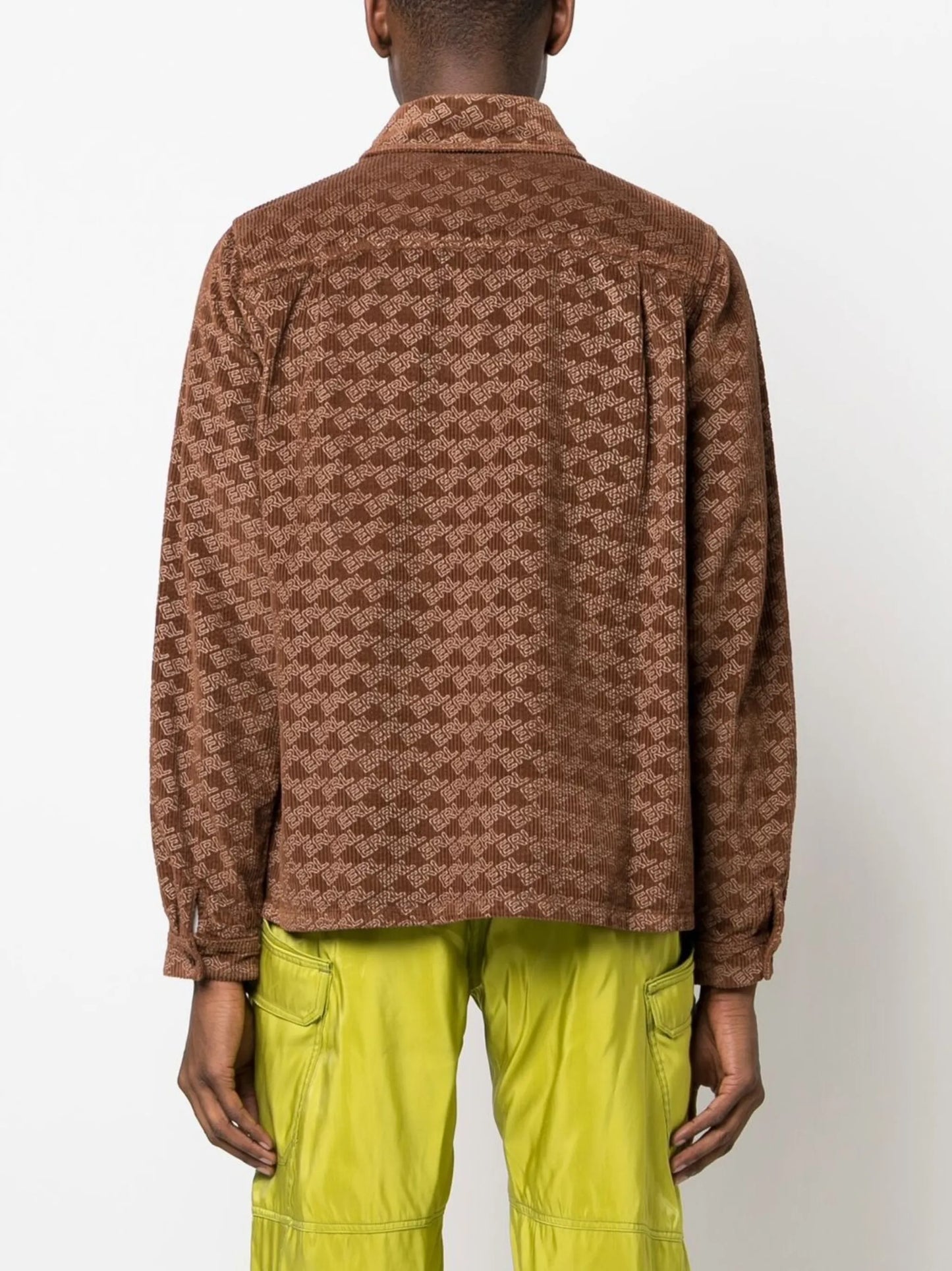 all-over logo print corduroy shirt