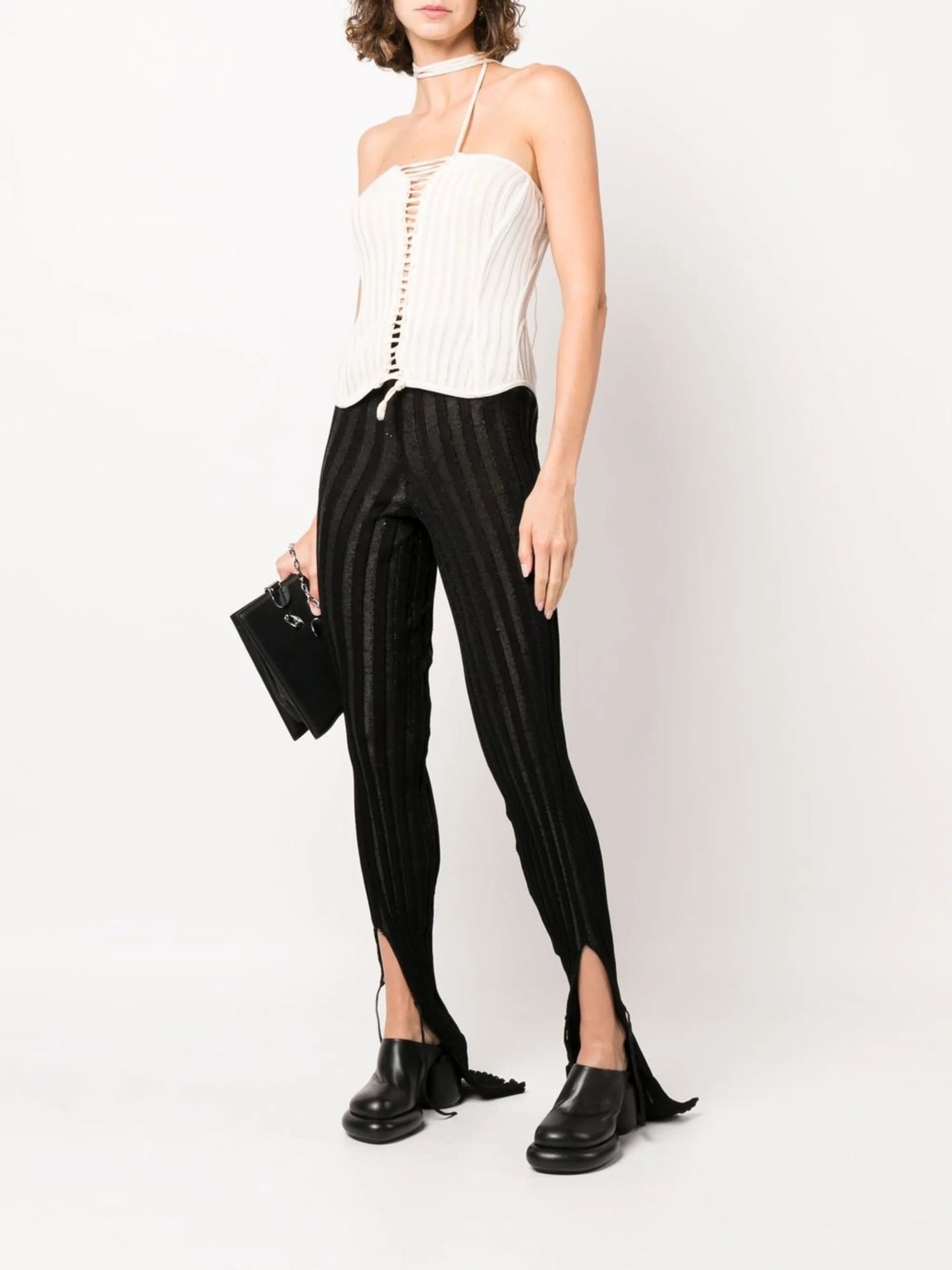 open-knit reversible bustier top