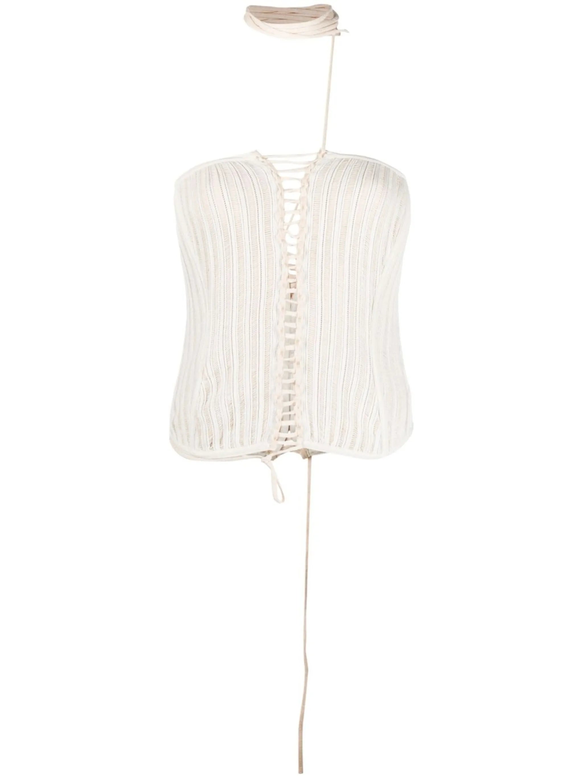 open-knit reversible bustier top