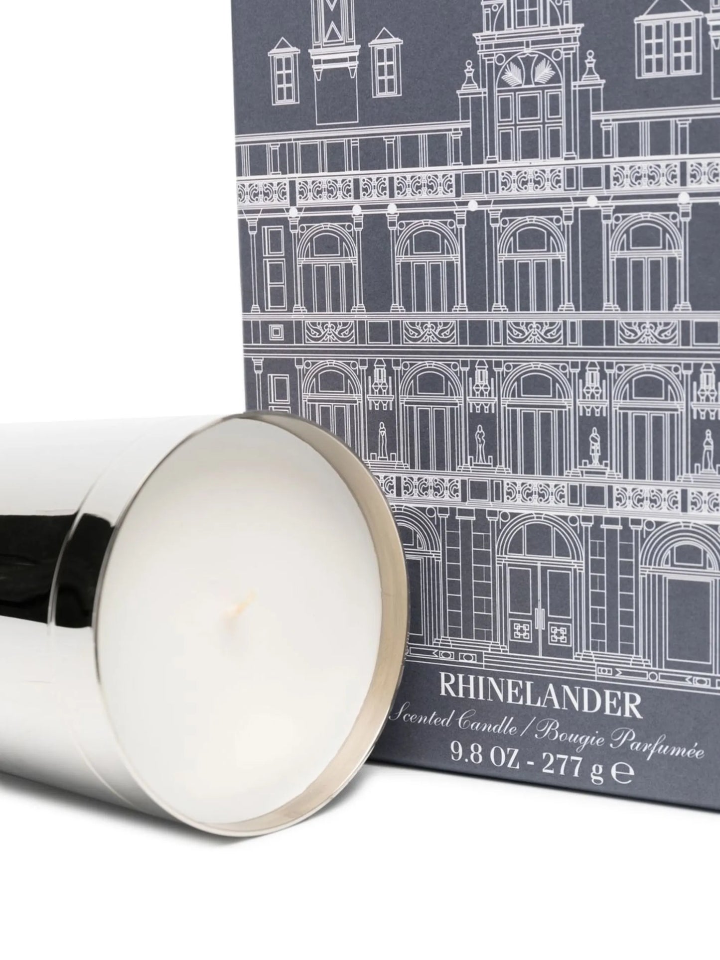 Rhinelander logo-debossed candle