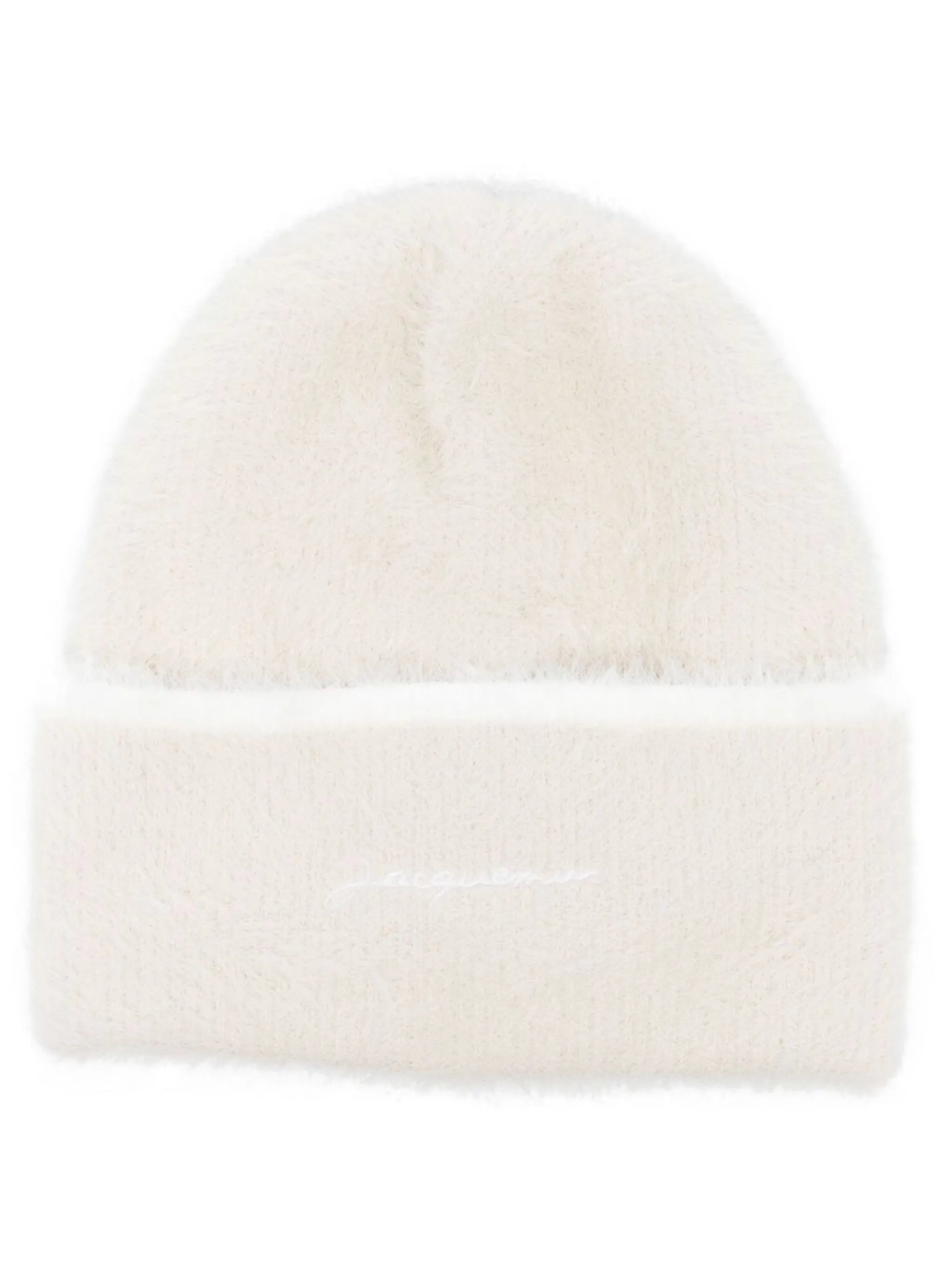 embroidered-logo fuzzy-knit beanie
