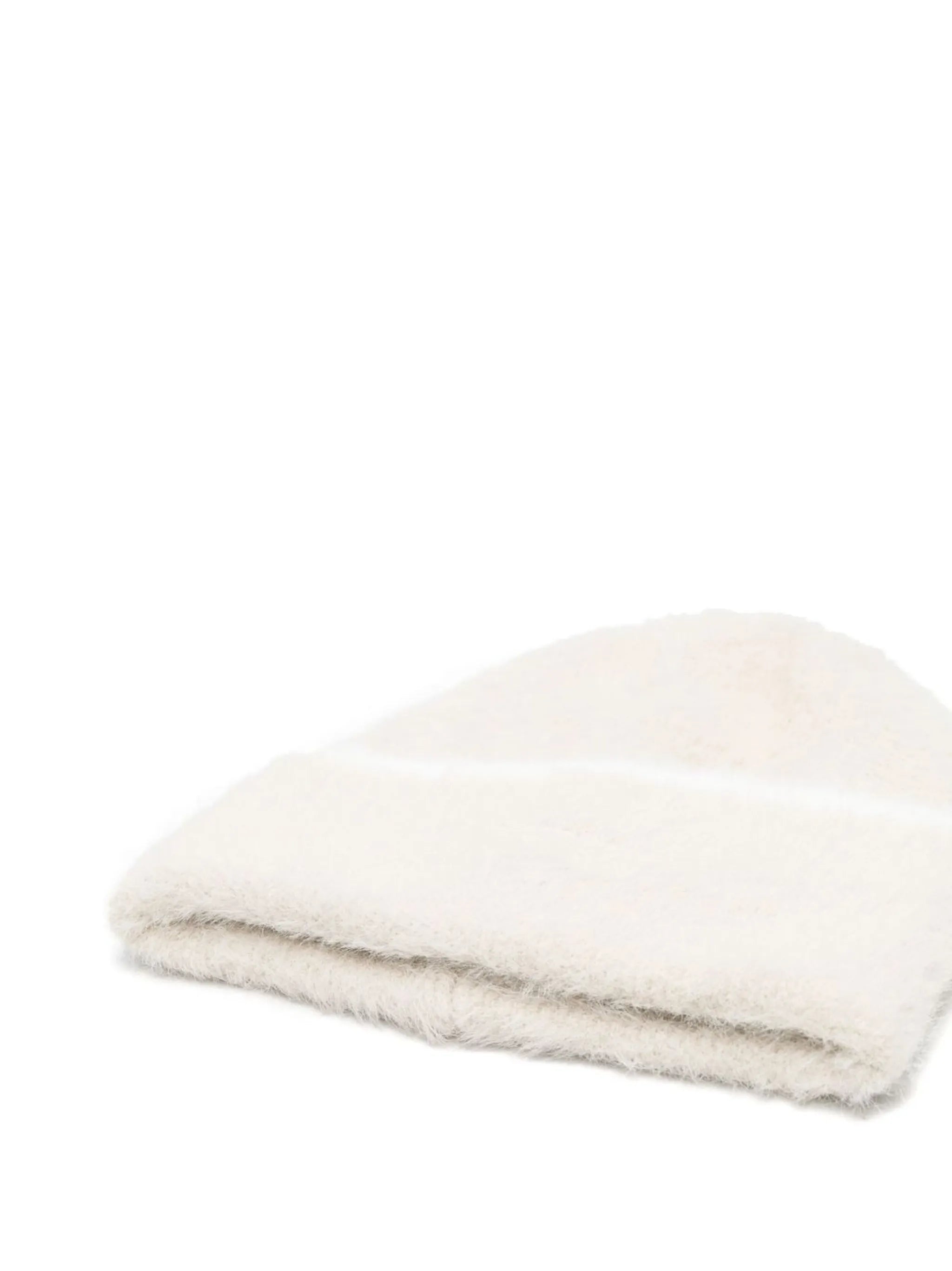 embroidered-logo fuzzy-knit beanie
