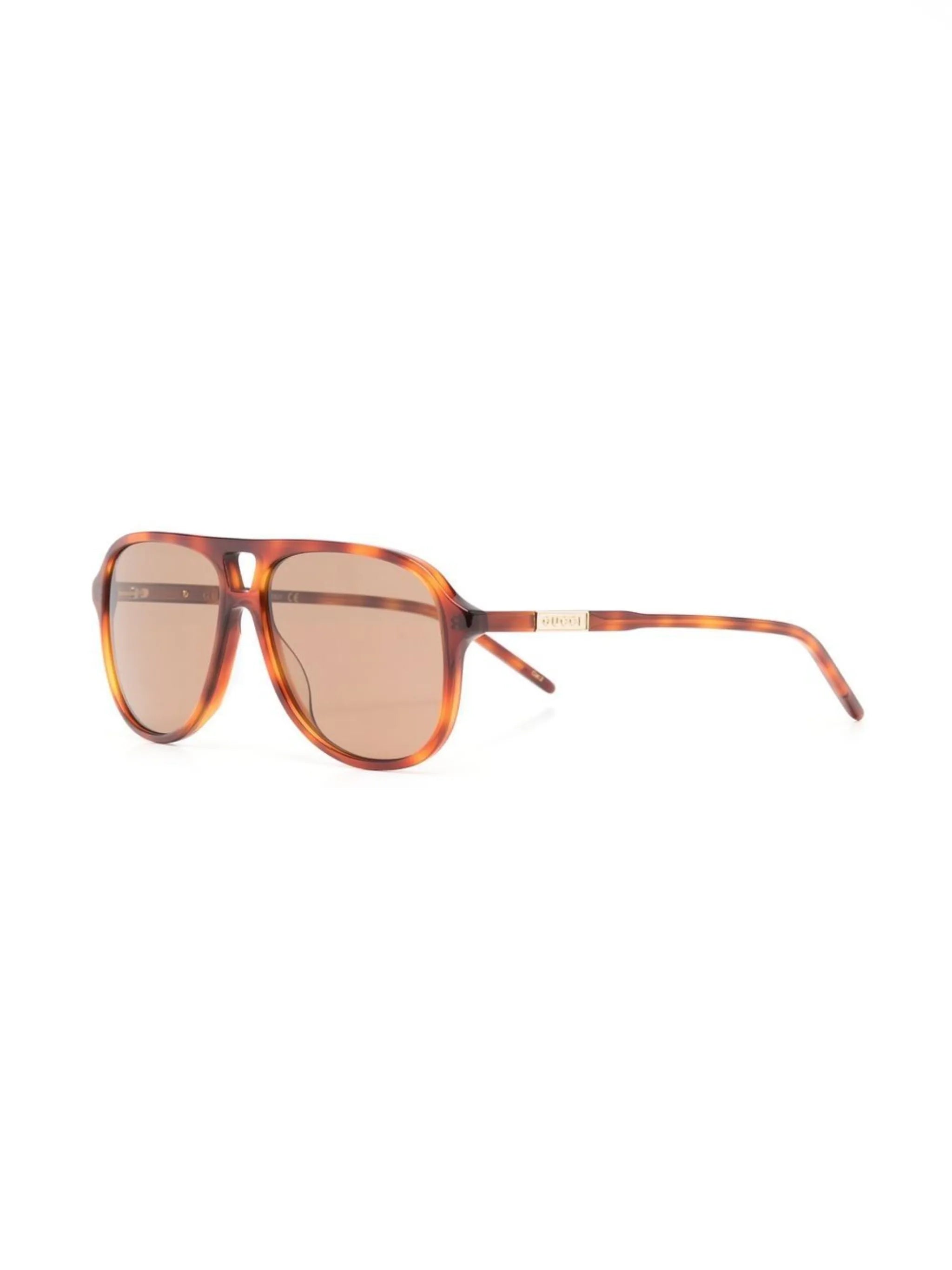 tortoiseshell-effect pilot-frame sunglasses