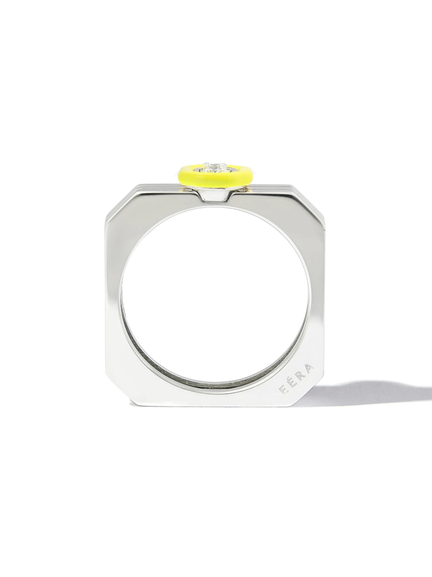 18kt white gold enamel diamond band ring
