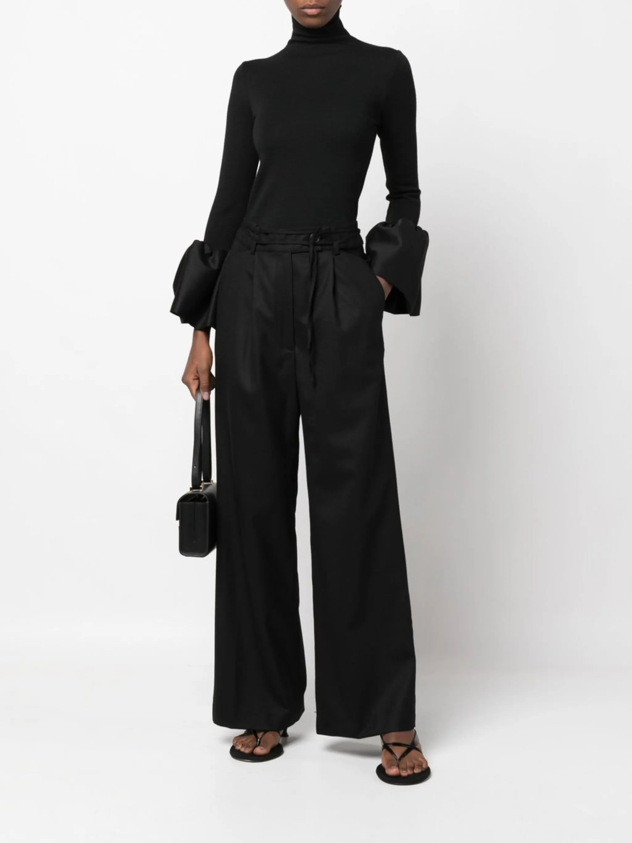 high-neck long-sleeve top