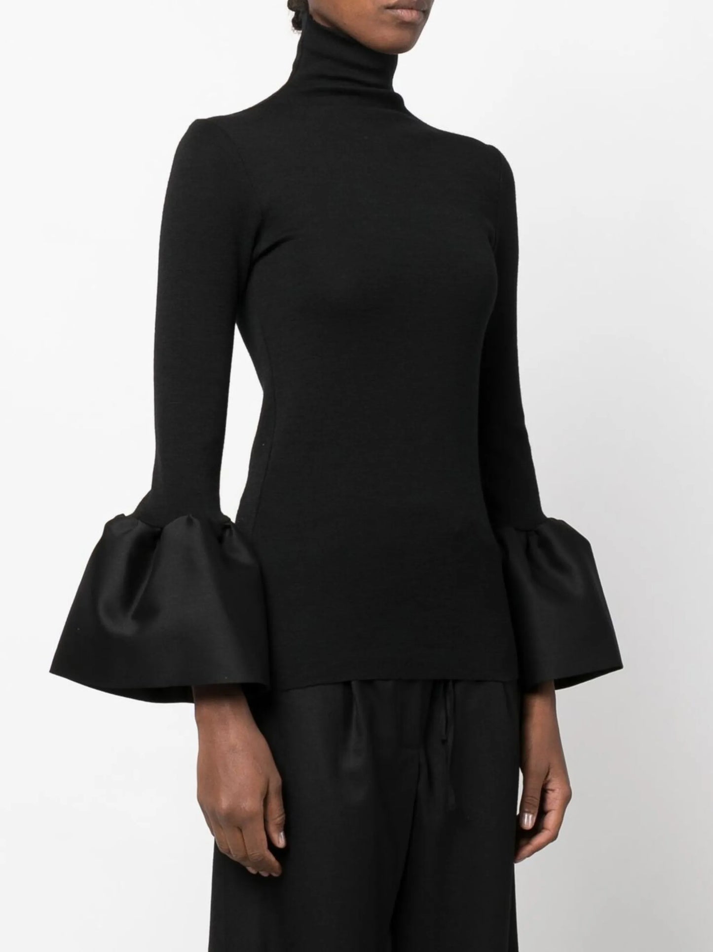 high-neck long-sleeve top