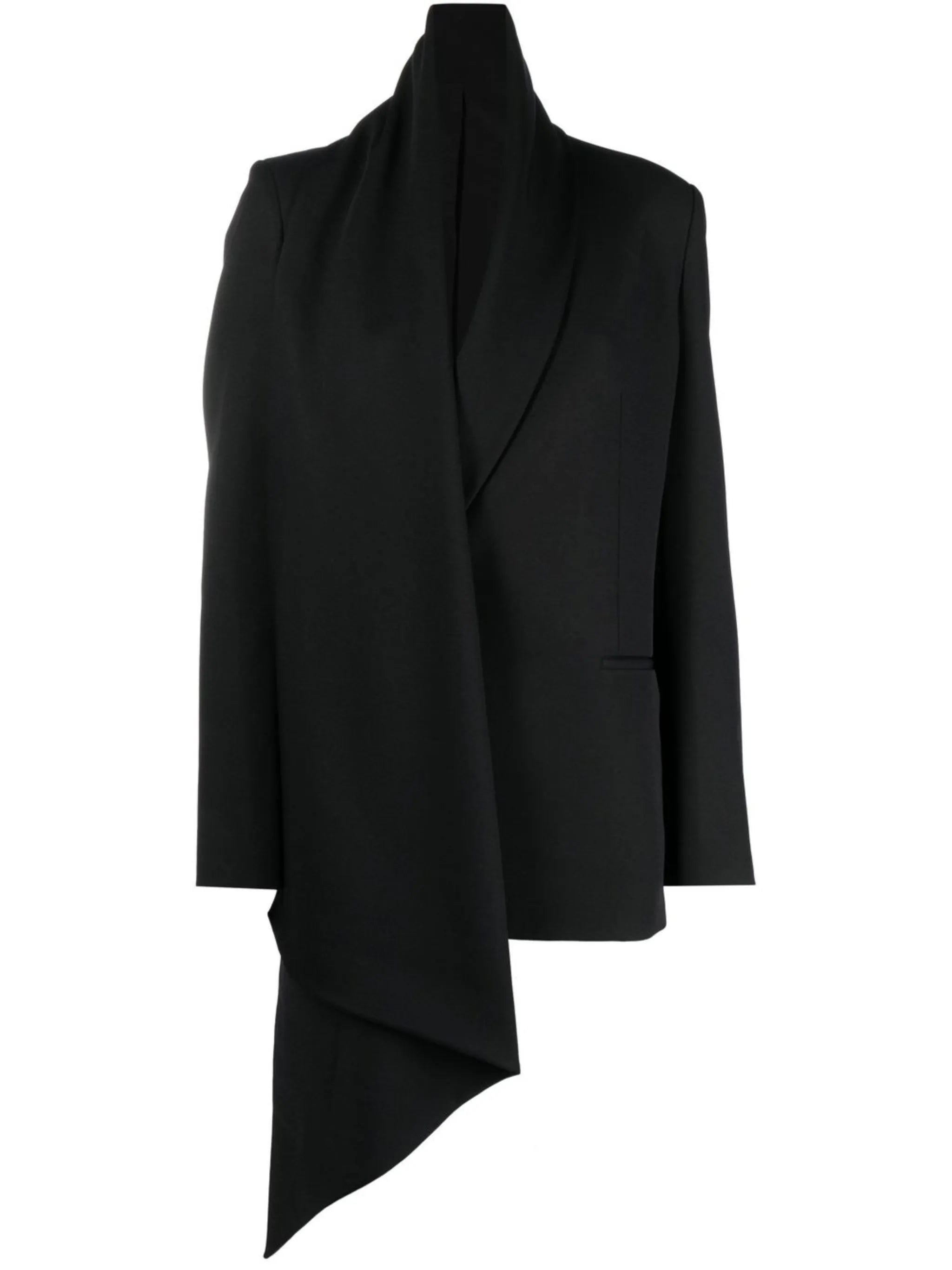 detachable-scarf draped blazer