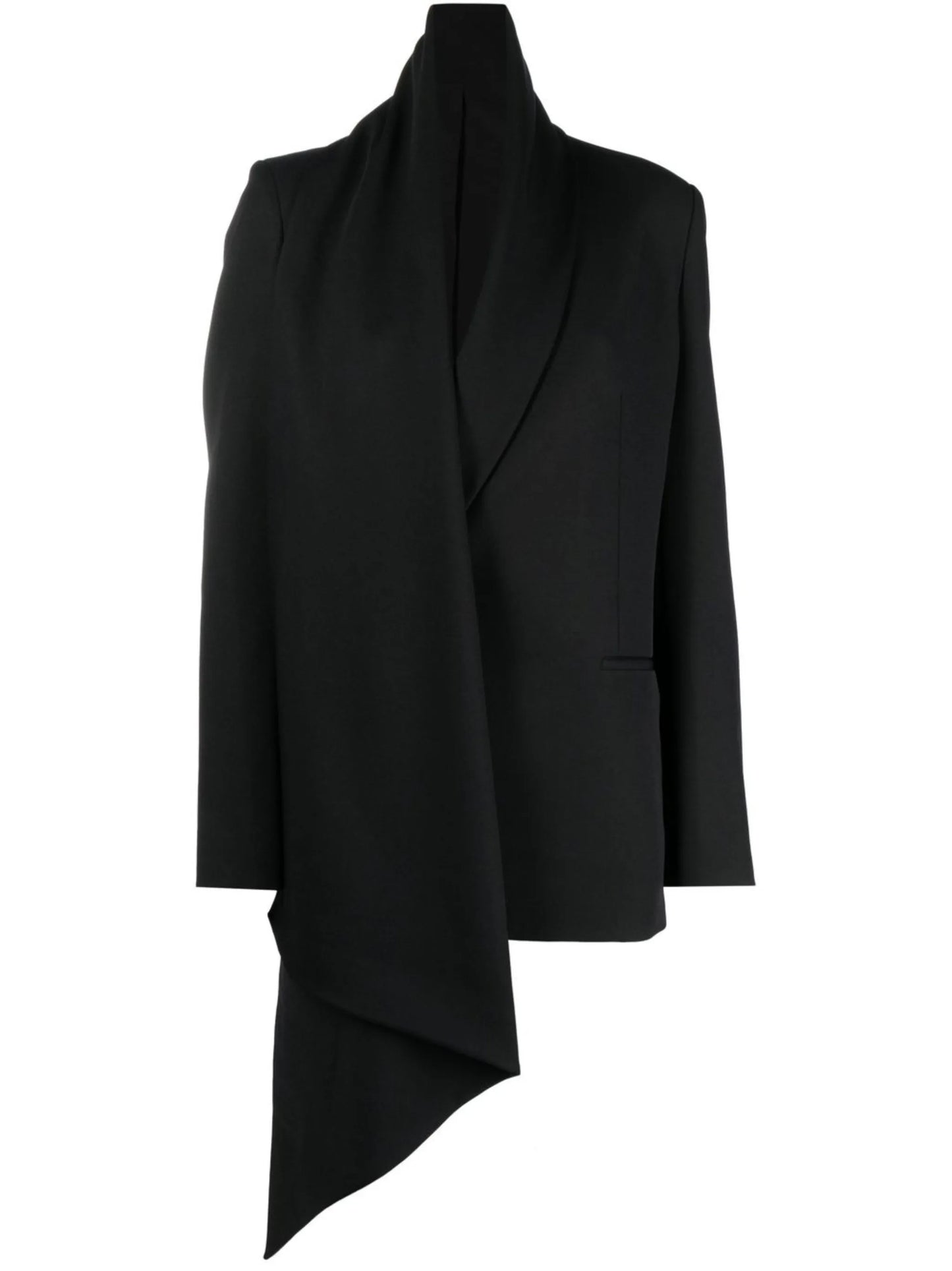 detachable-scarf draped blazer