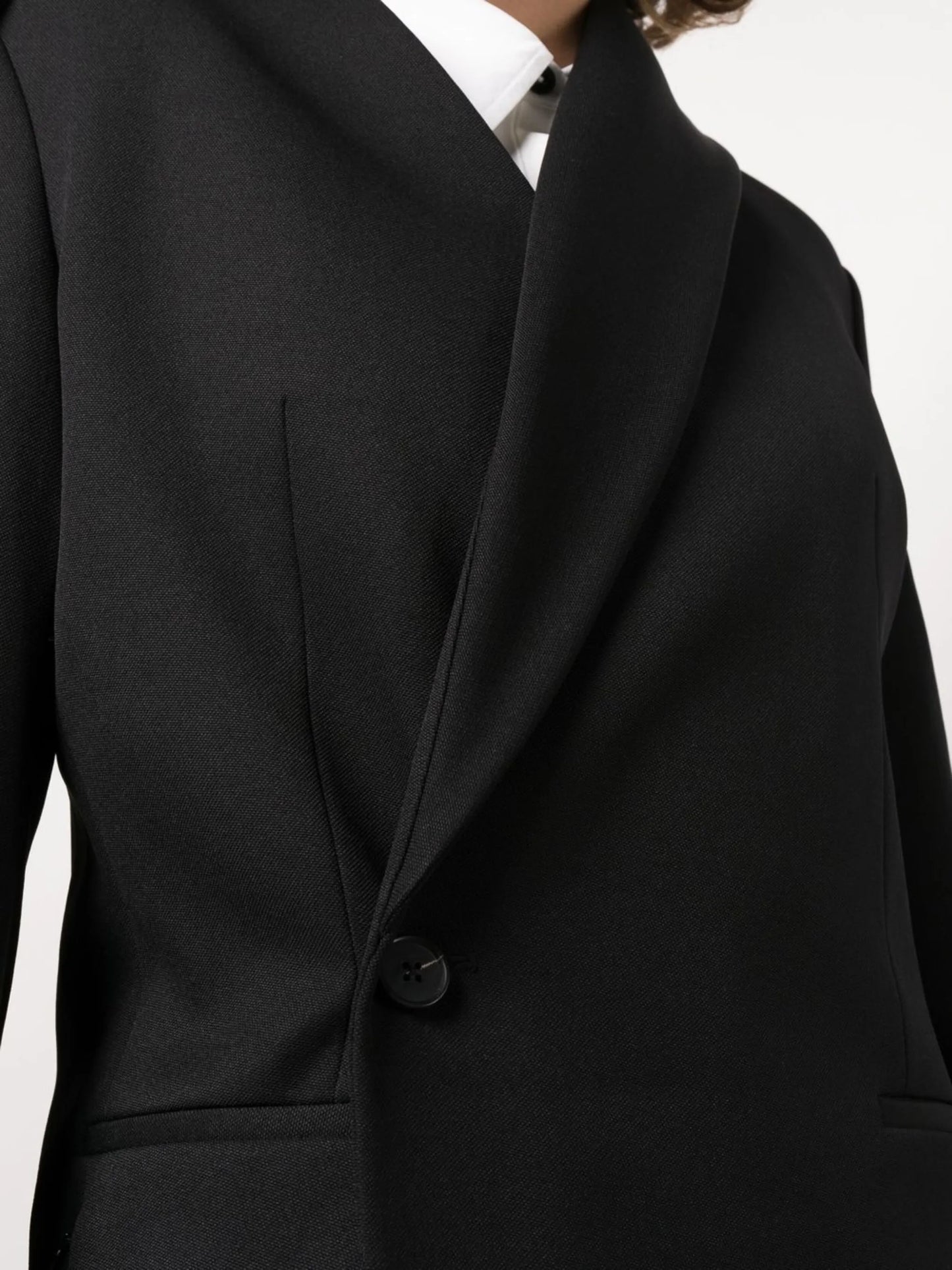 detachable-scarf draped blazer