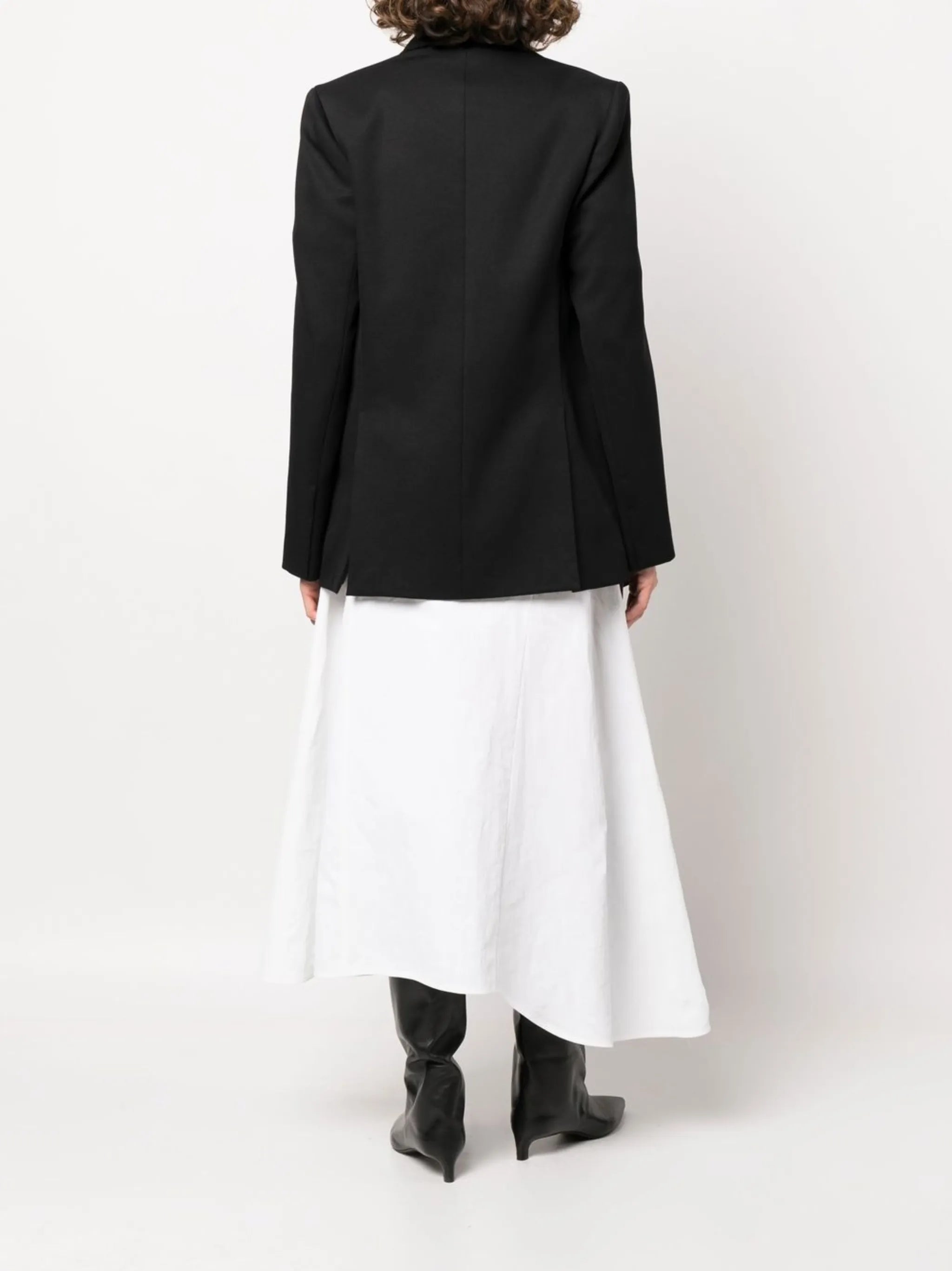 detachable-scarf draped blazer