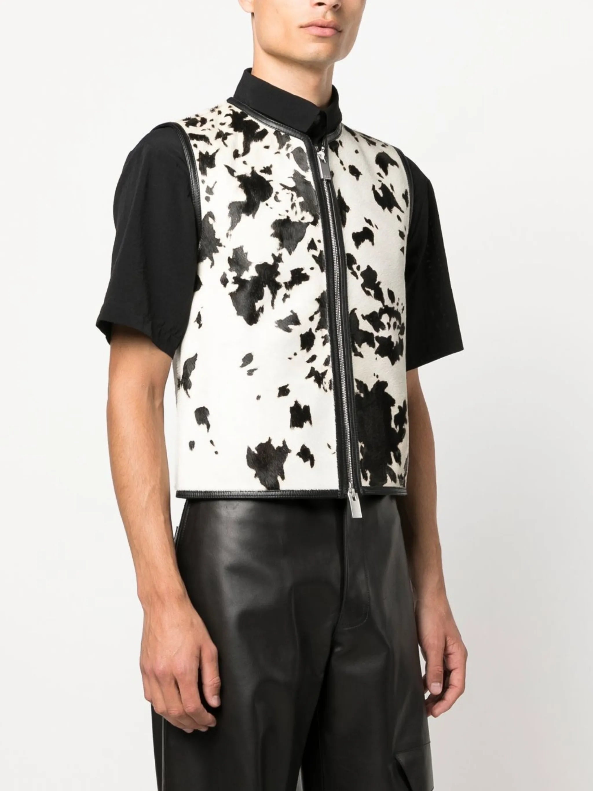 Cow calf-hair leather vest