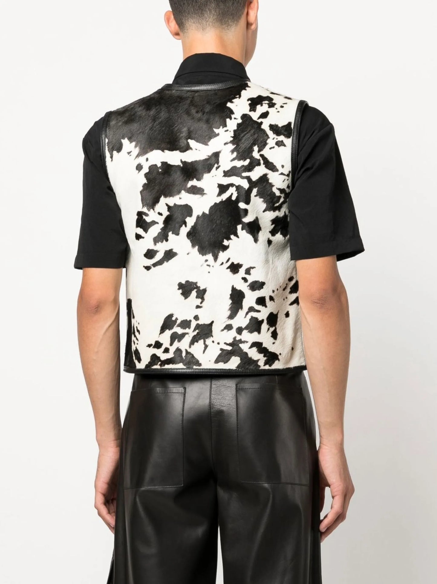 Cow calf-hair leather vest