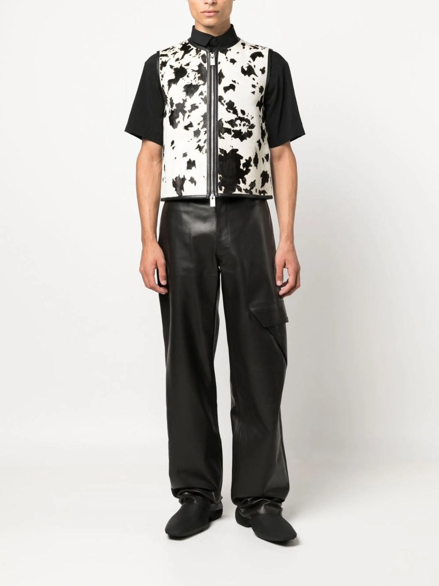 Cow calf-hair leather vest