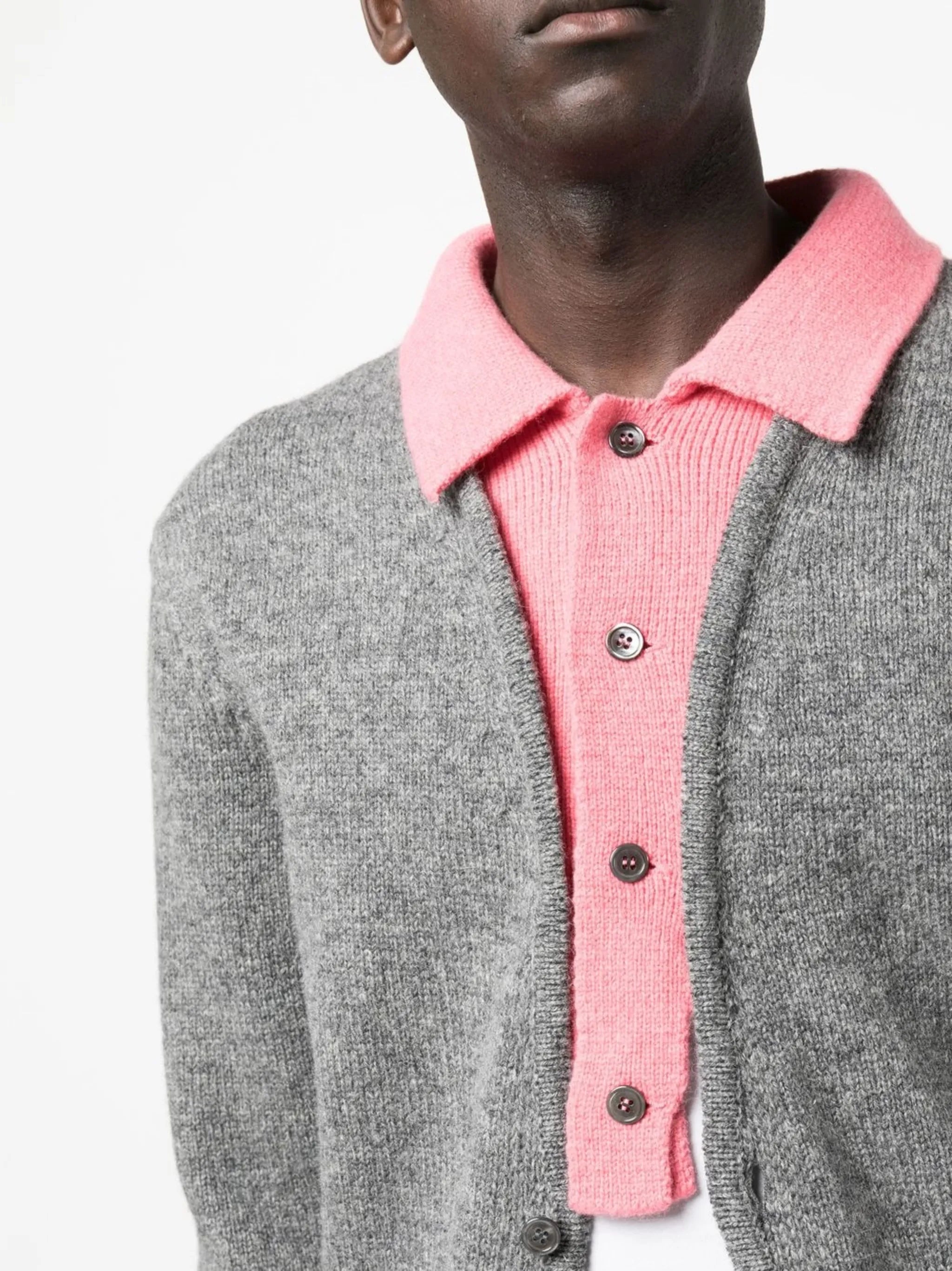 layered wool cardigan