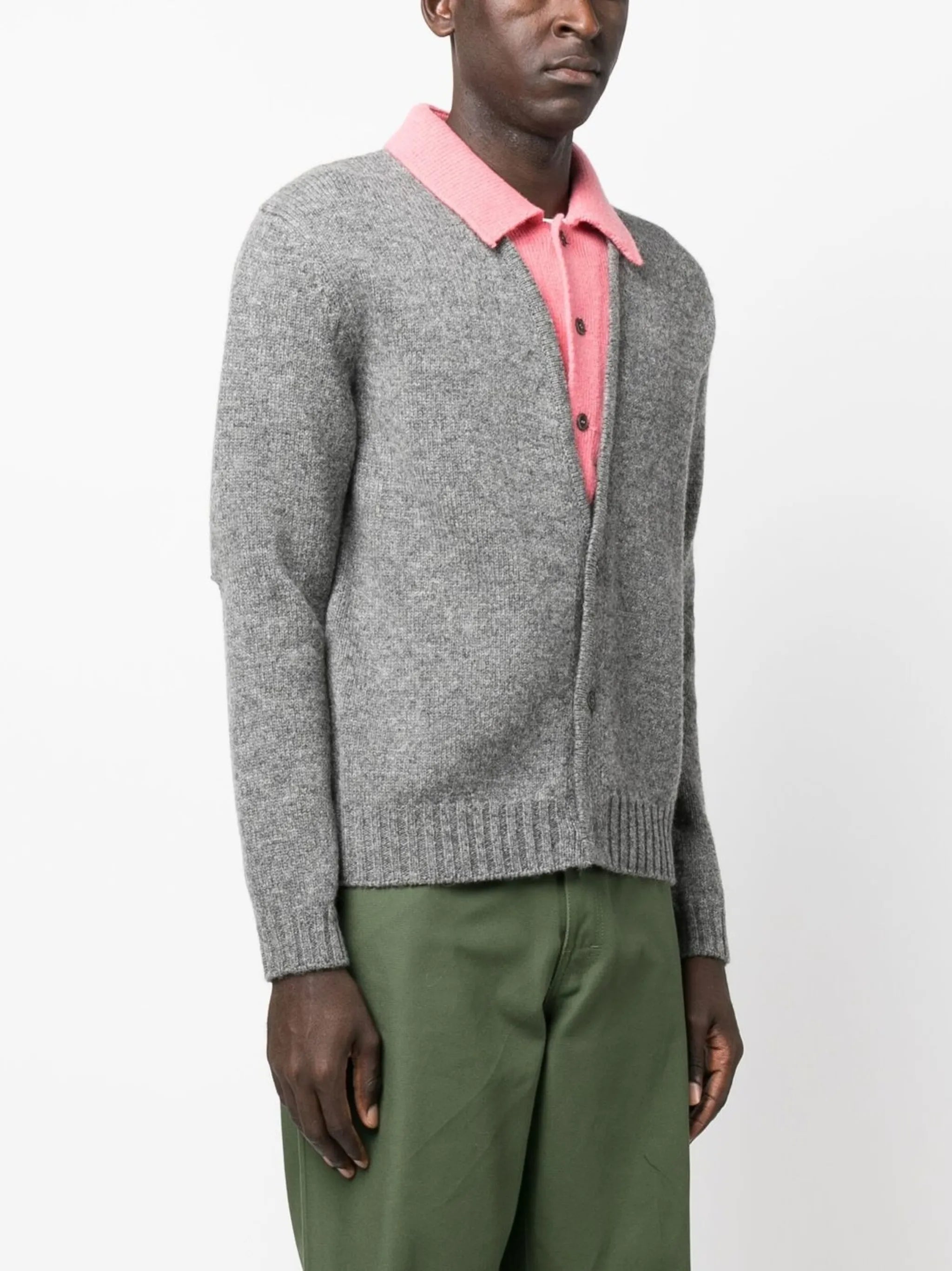 layered wool cardigan