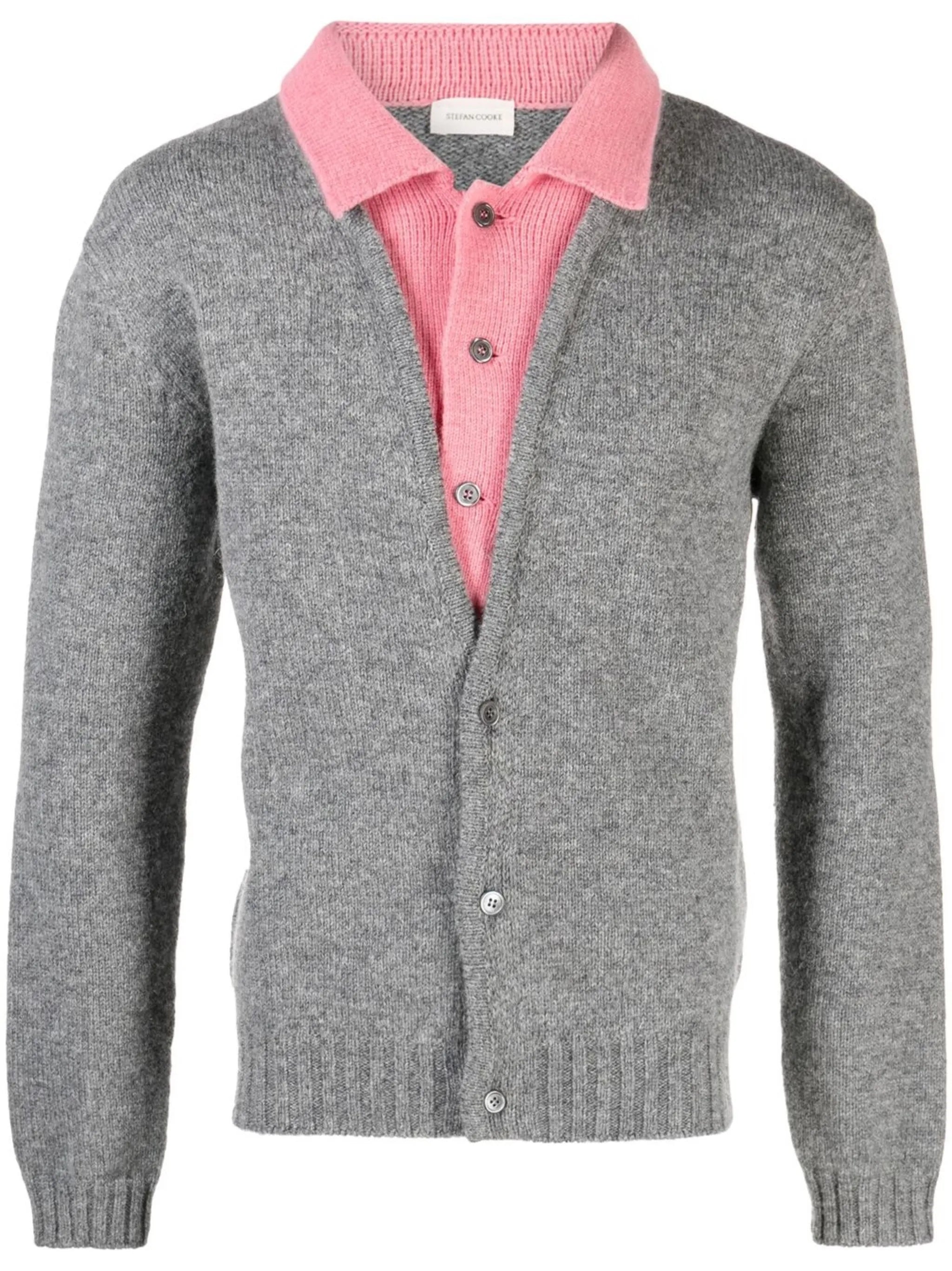 layered wool cardigan