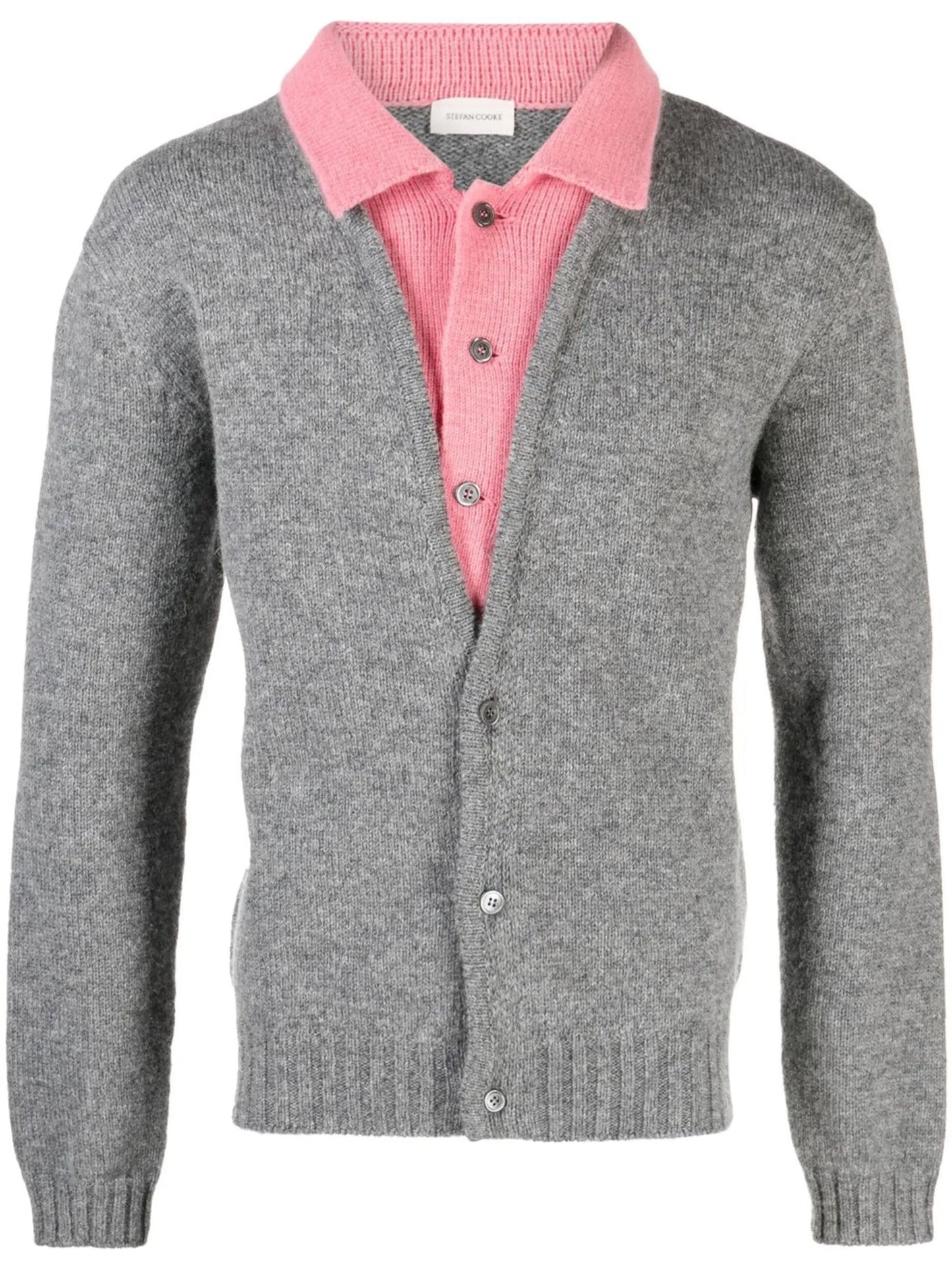 layered wool cardigan