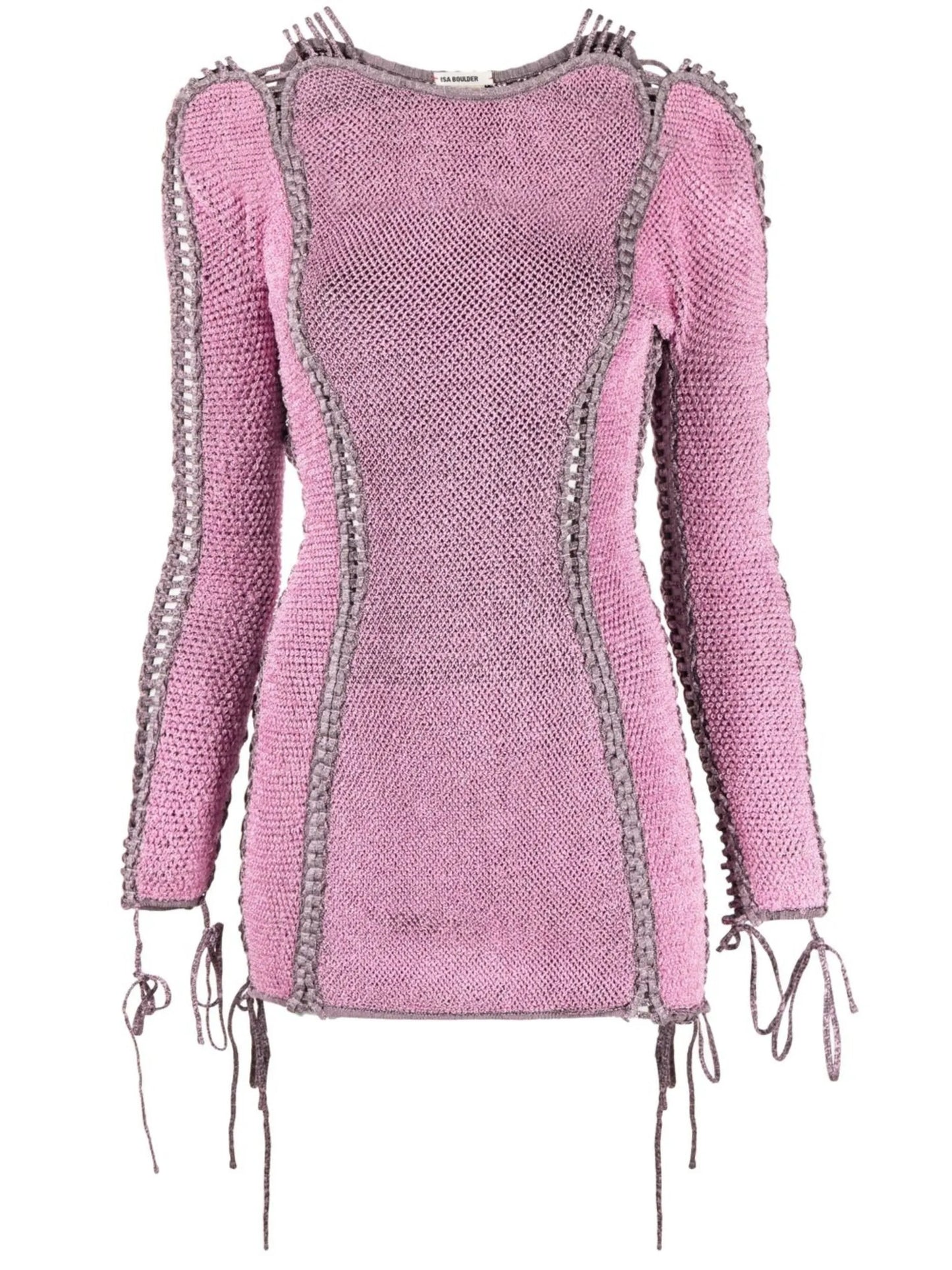 lace-up crocheted minidress