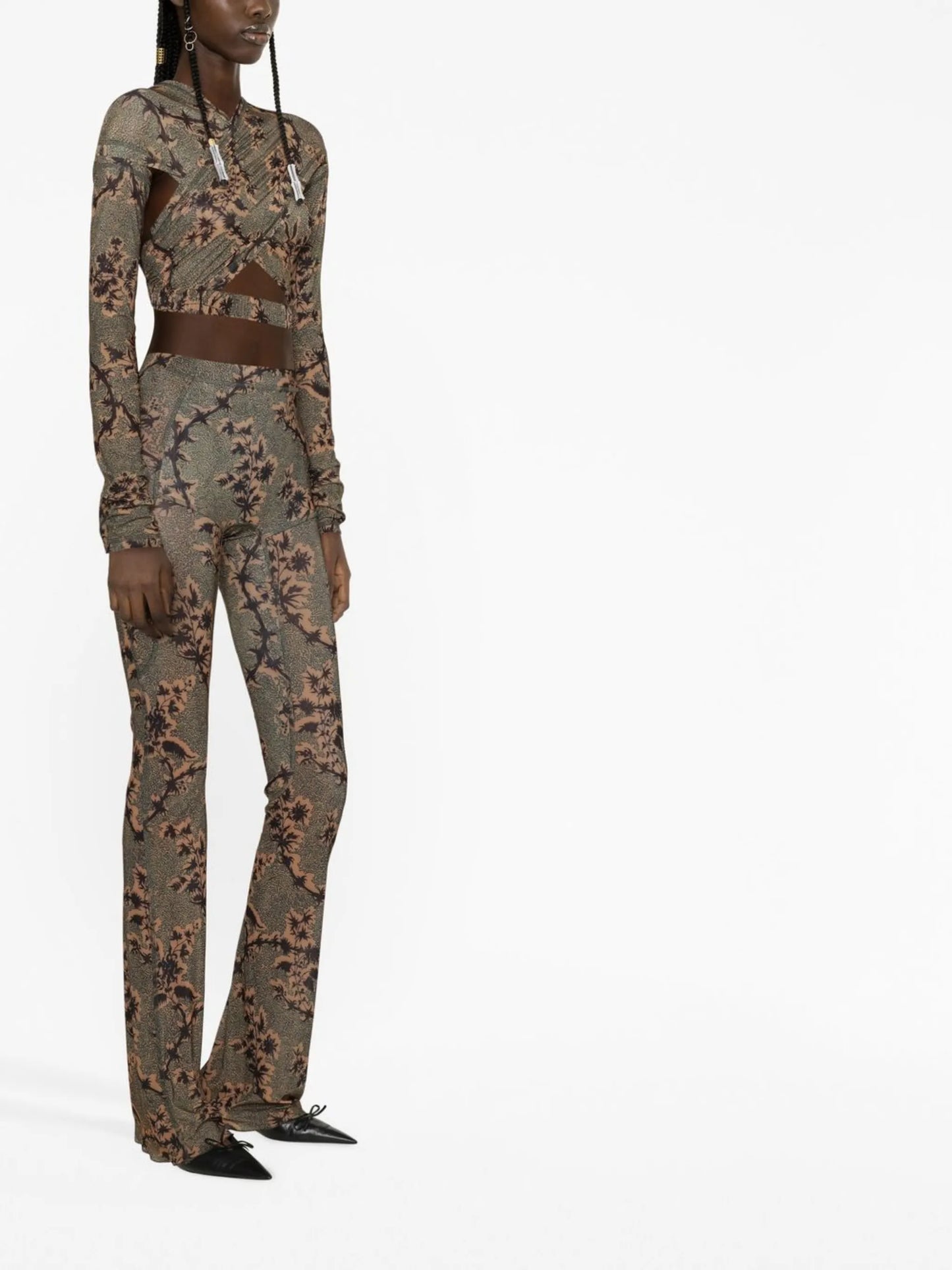 Halycon semi-sheer printed leggings
