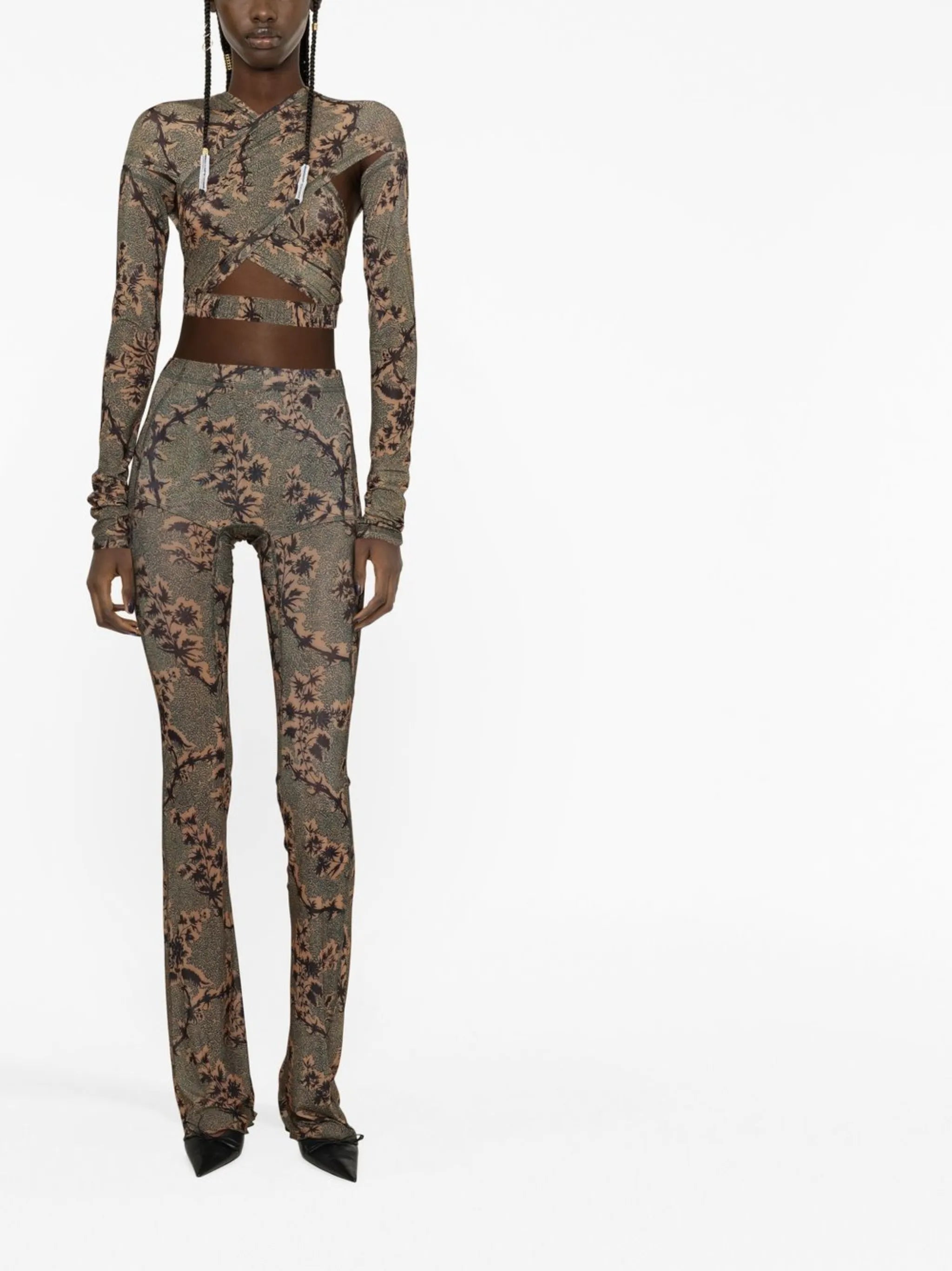 Halycon semi-sheer printed leggings