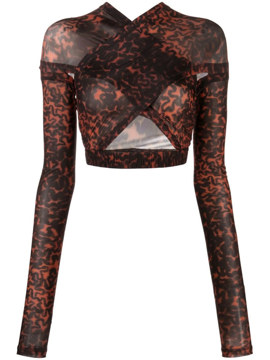 crossover leopard-print top
