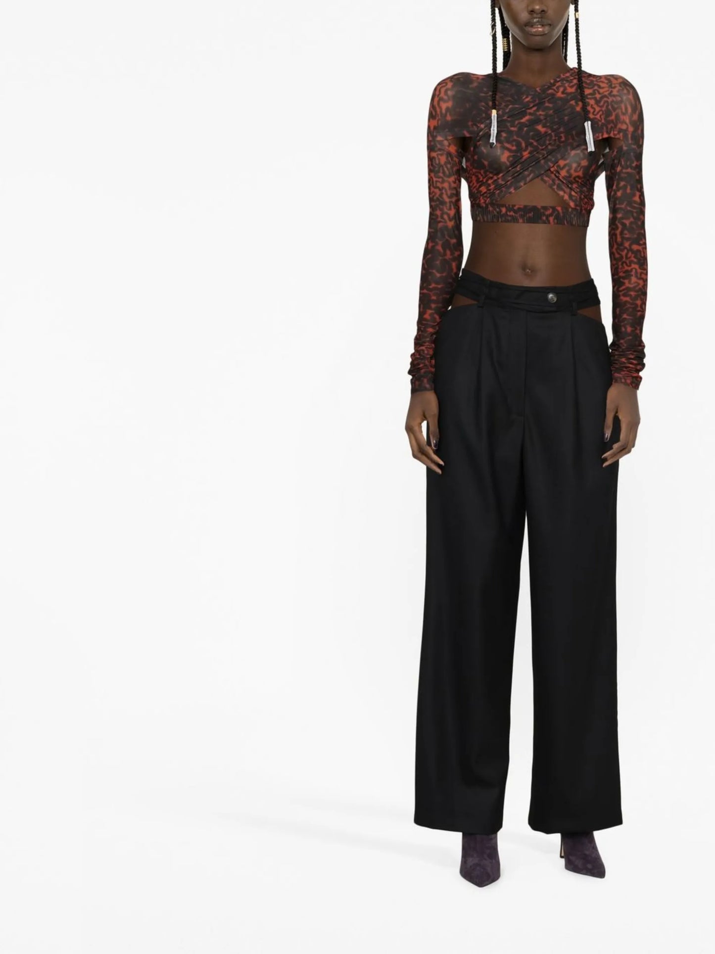crossover leopard-print top