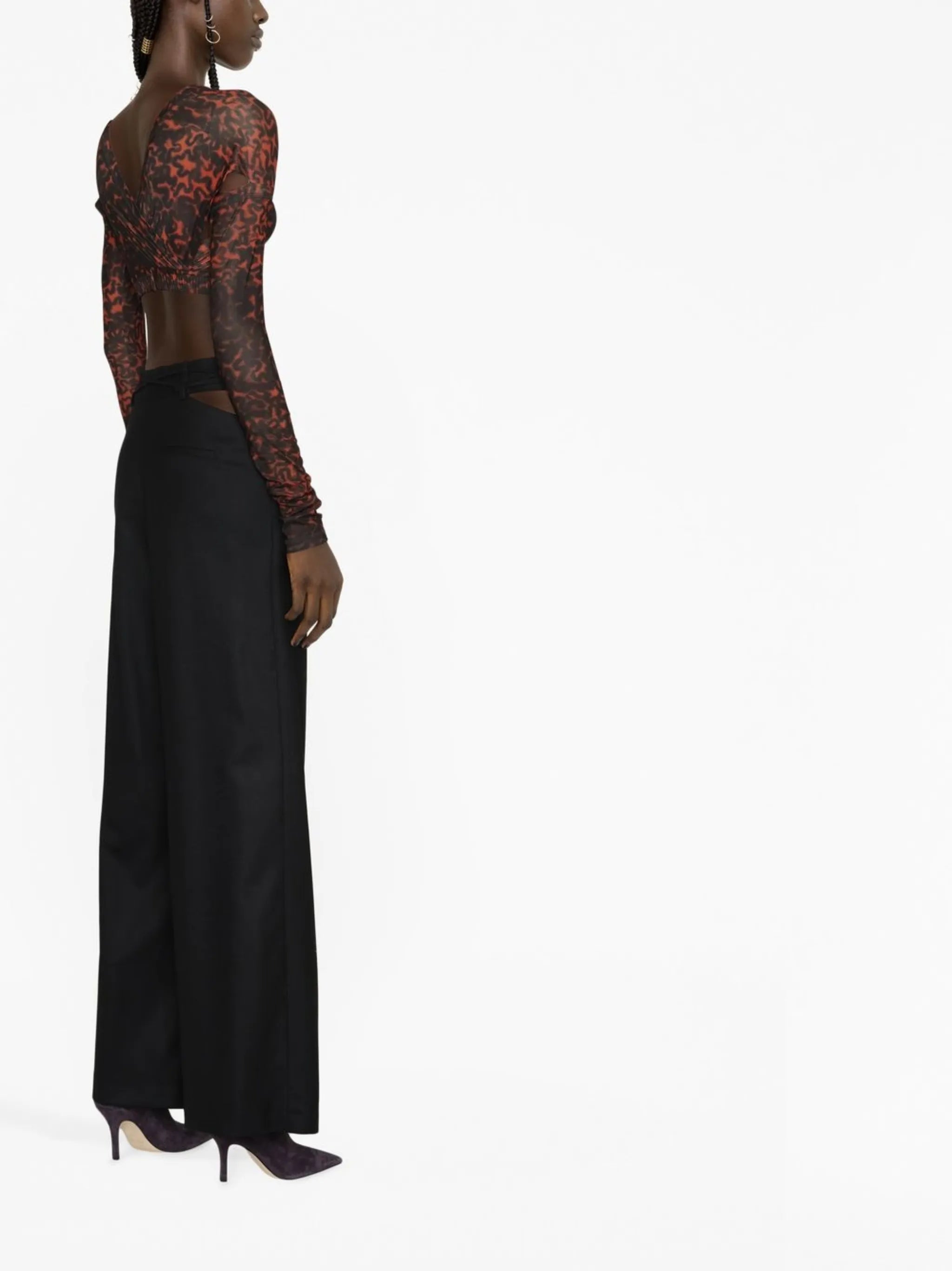 crossover leopard-print top