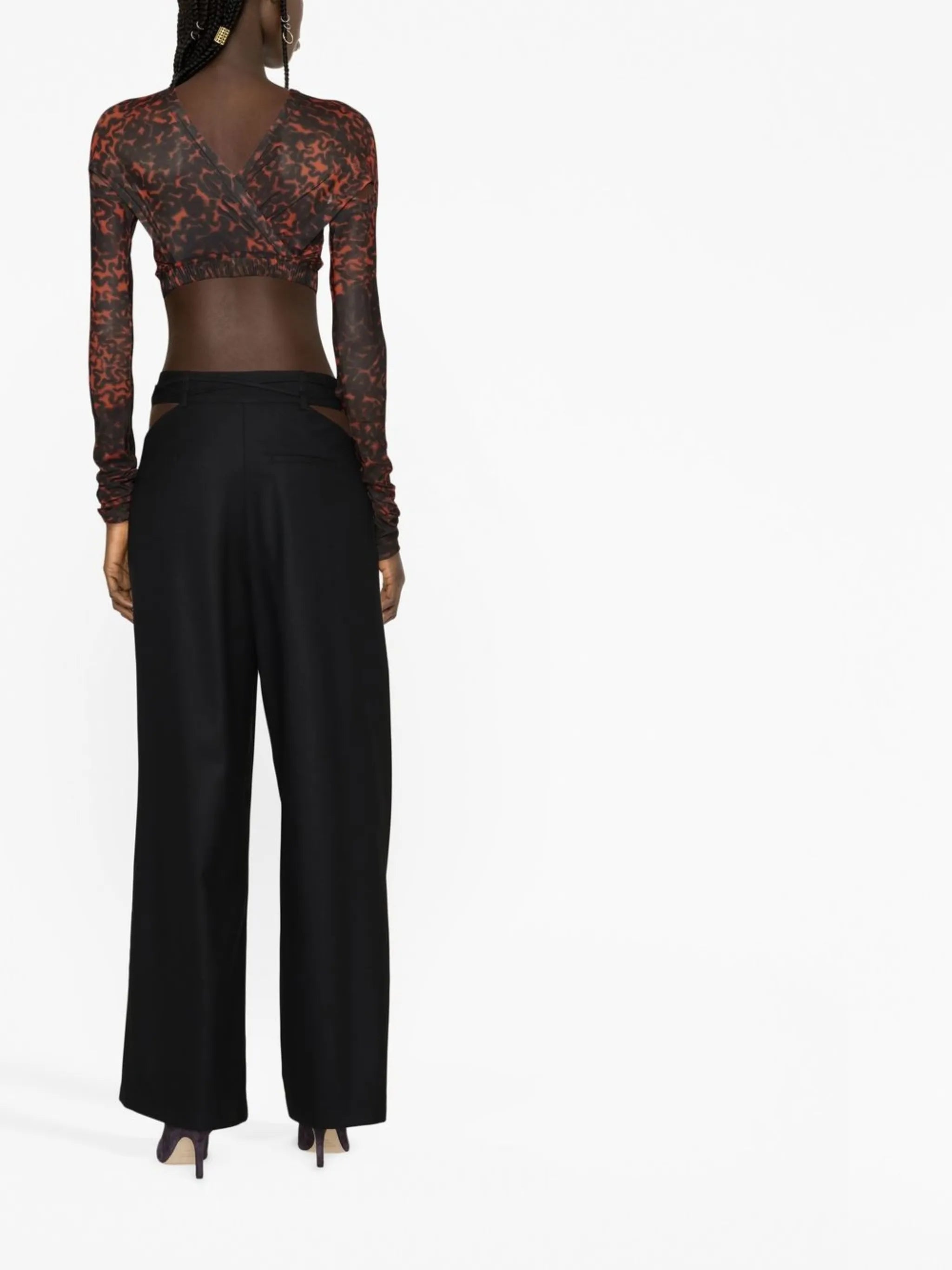 crossover leopard-print top
