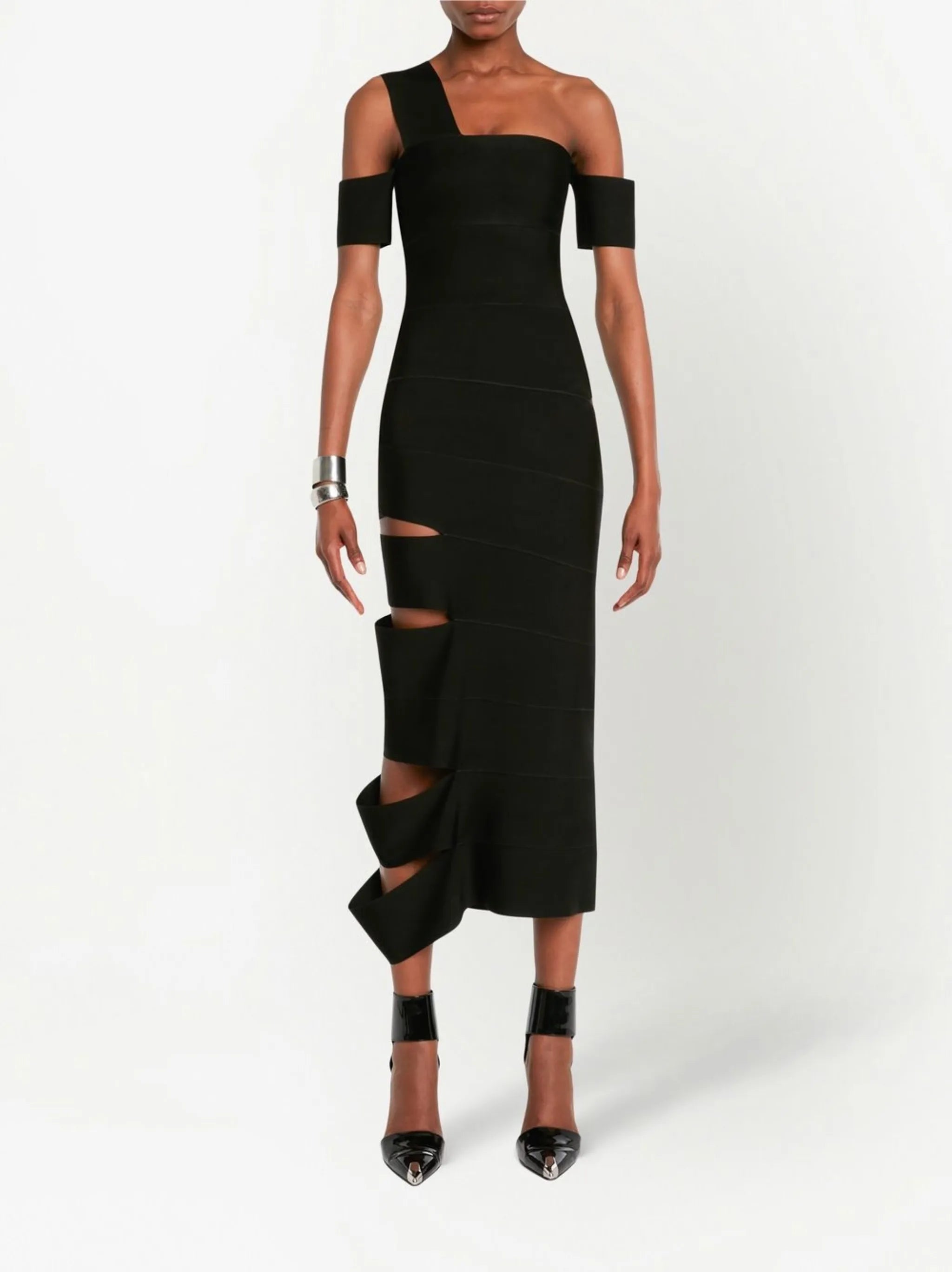 cut-out one-shoulder dress
