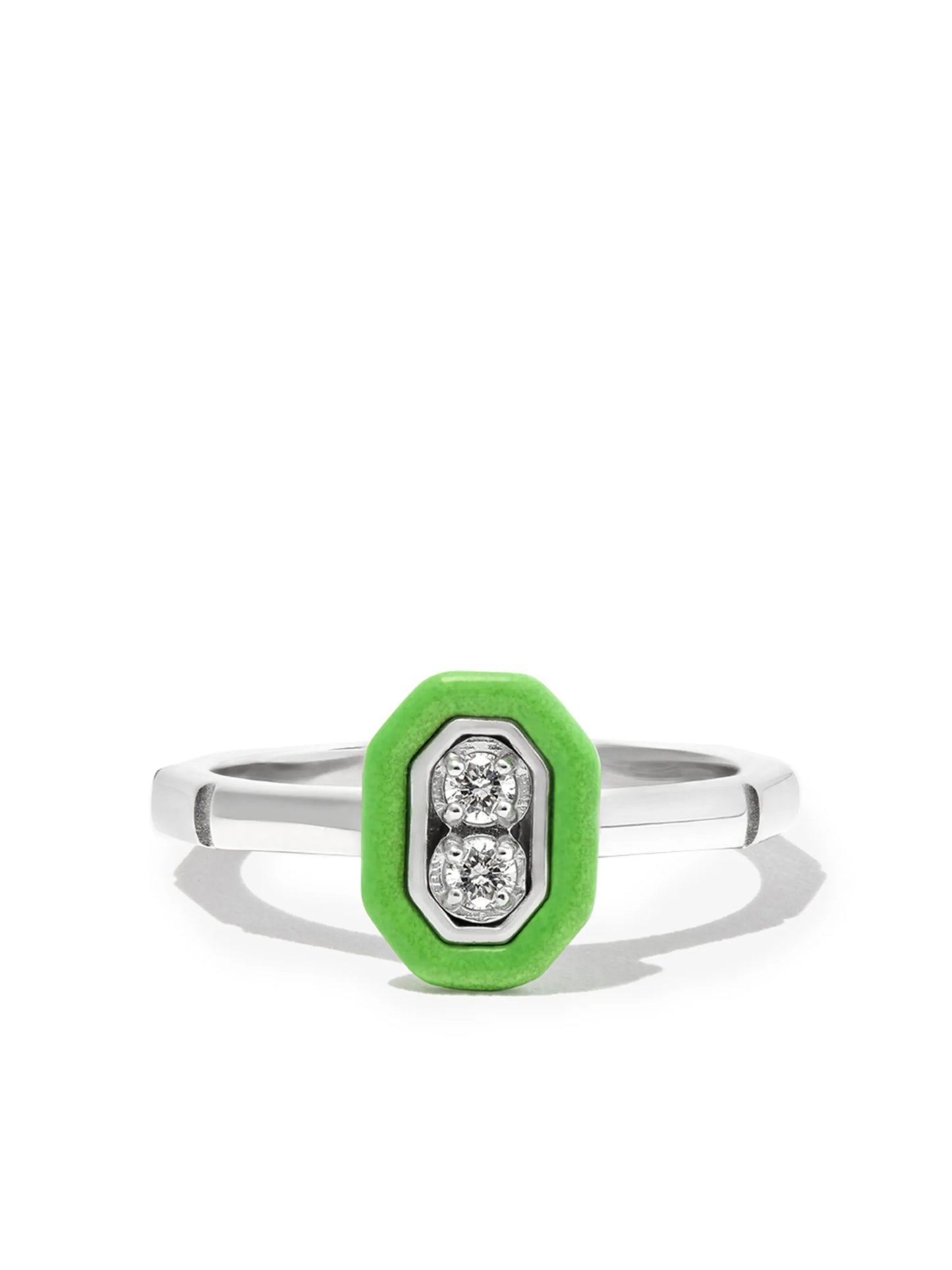 18kt white gold Unique diamond enamel ring