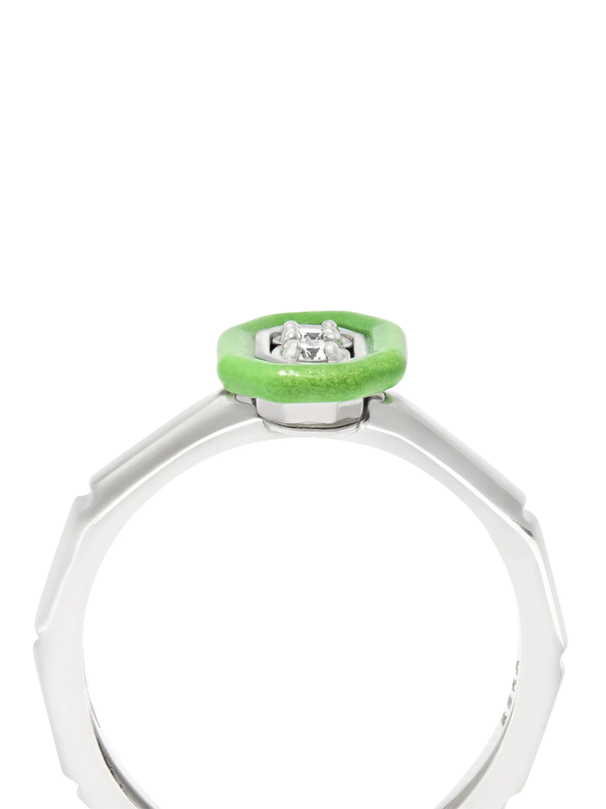 18kt white gold Unique diamond enamel ring