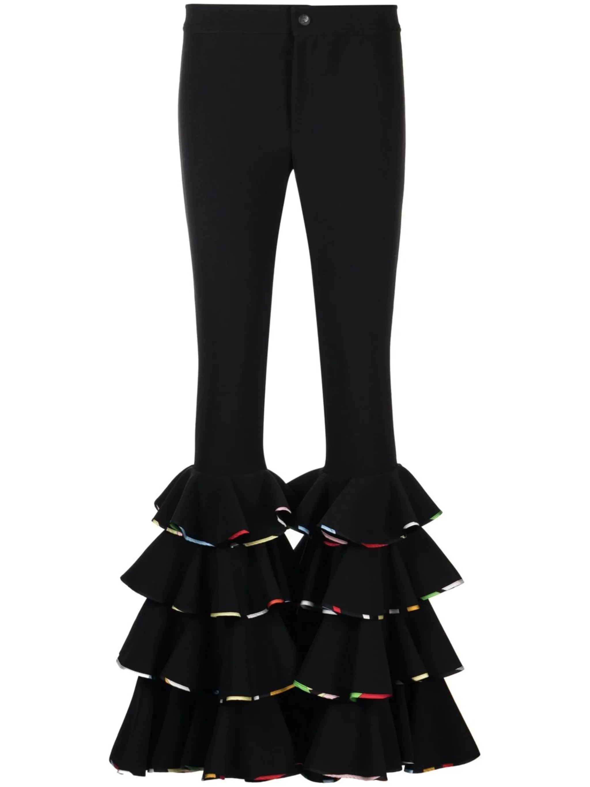 Marmo-print ruffled trousers