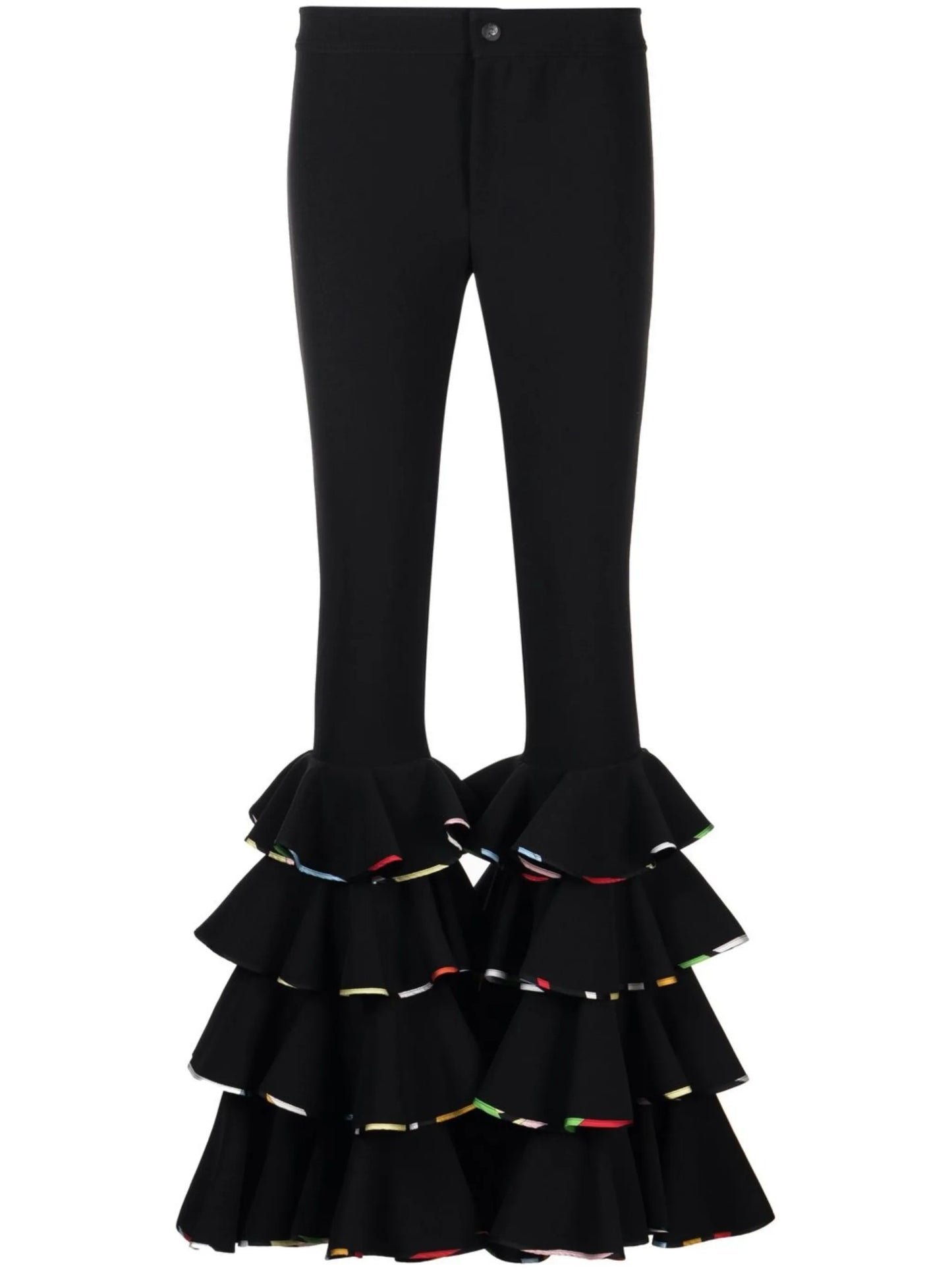 Marmo-print ruffled trousers