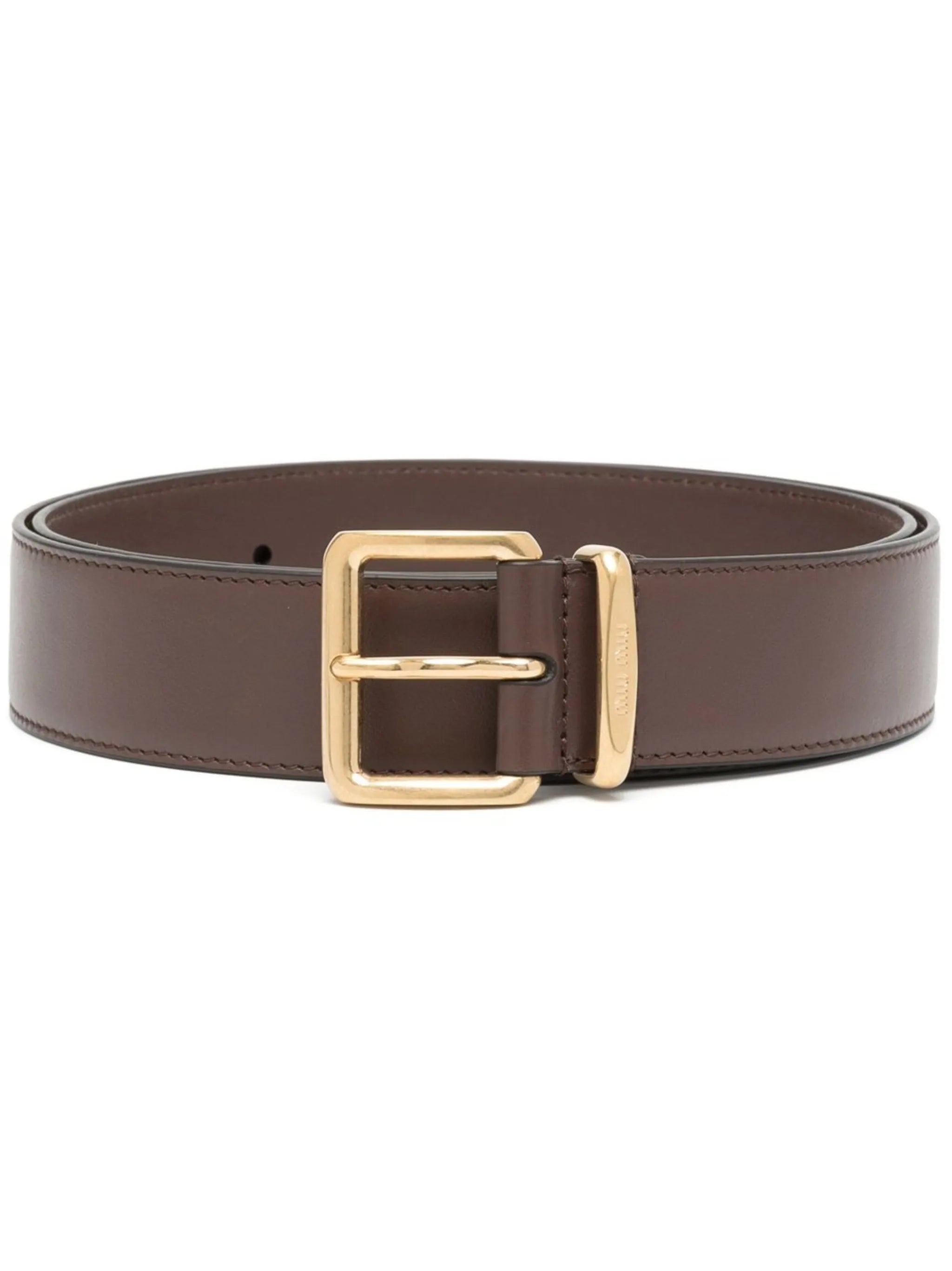 engraved-logo leather belt