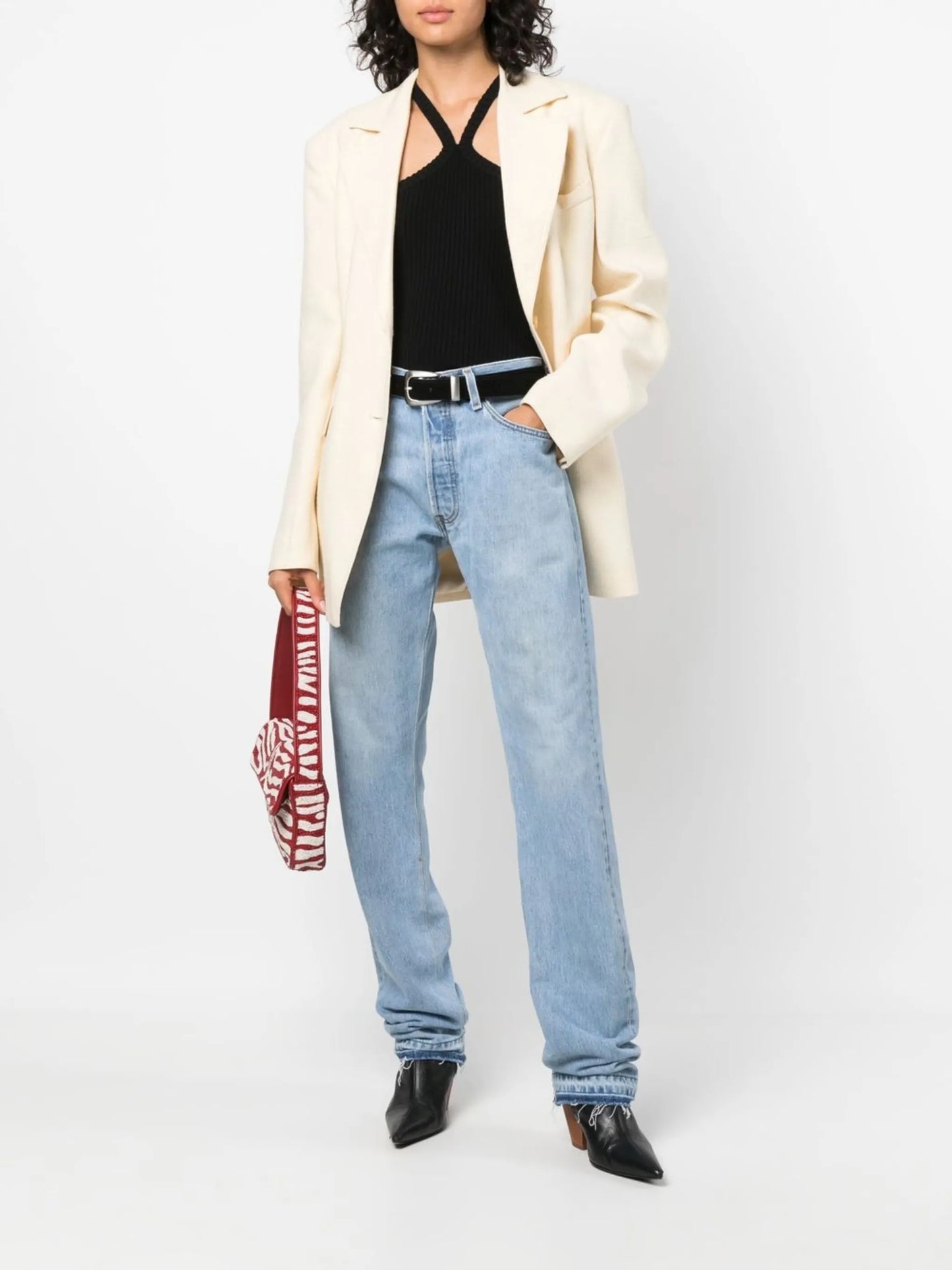 light-wash distressed jeans