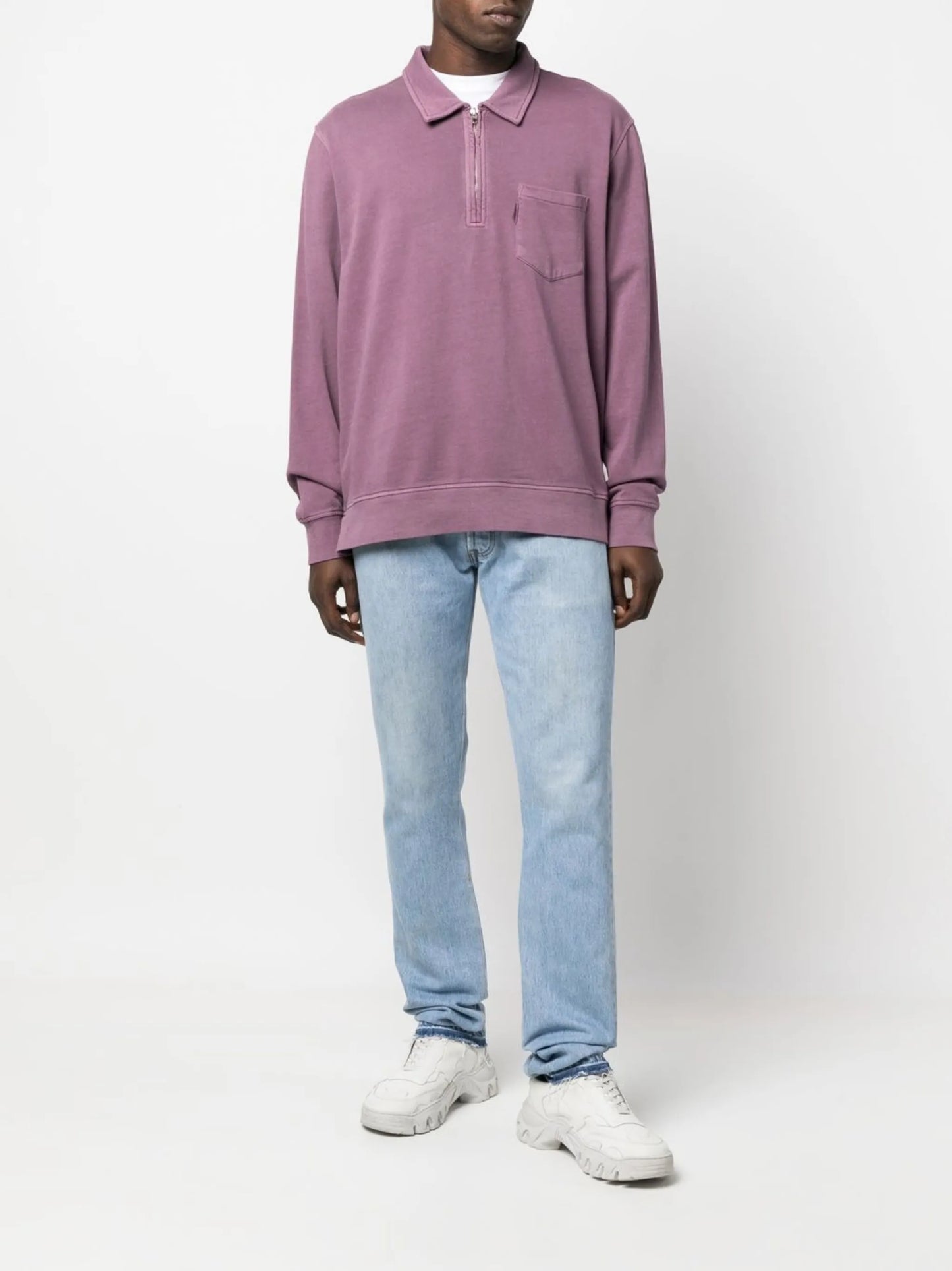 light-wash distressed jeans