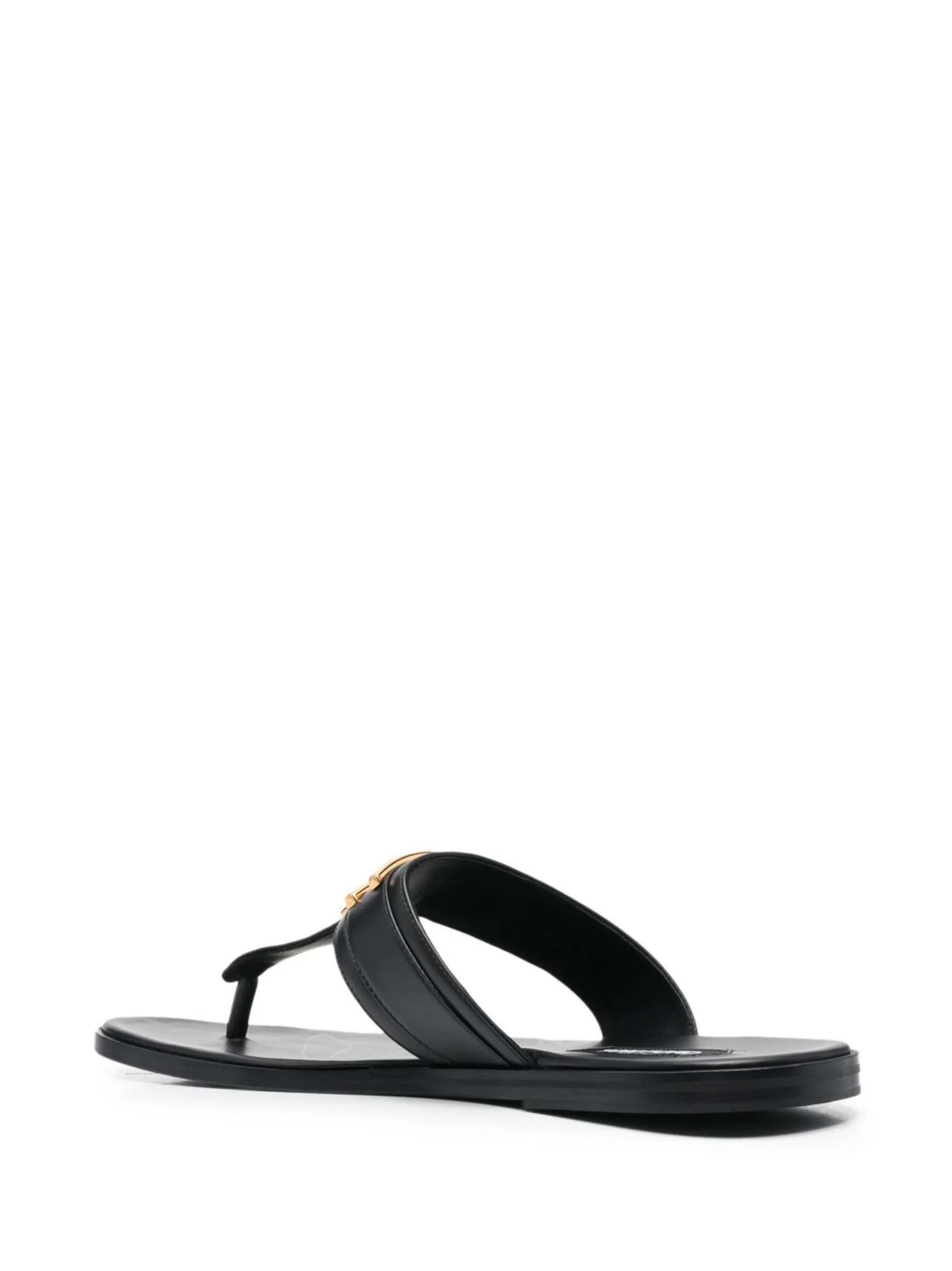 logo-plaque leather sandals