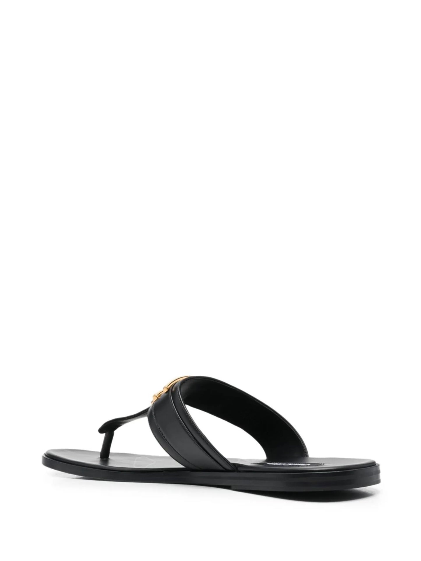 logo-plaque leather sandals
